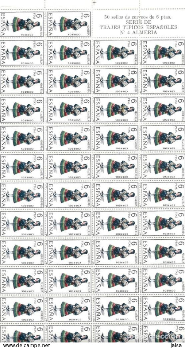 ESPAÑA.TRAJES REGIONALES 53 Valores En Pliegos De 50 Sellos. - Colecciones