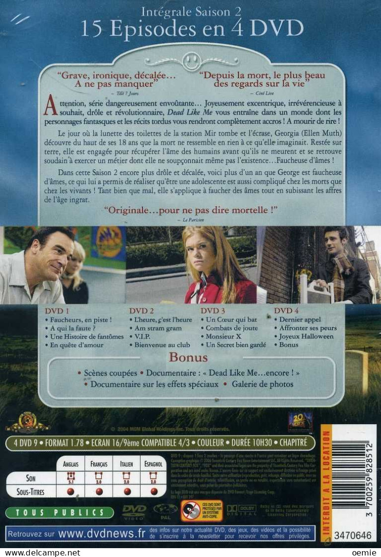 DEAD LIKE ME   L 'INTEGRAL  SAISON  2   ( 4  DVD  )  16 EPISODES DUREE 10H30 NEUF SOUS CELLOPHANE - Mystery