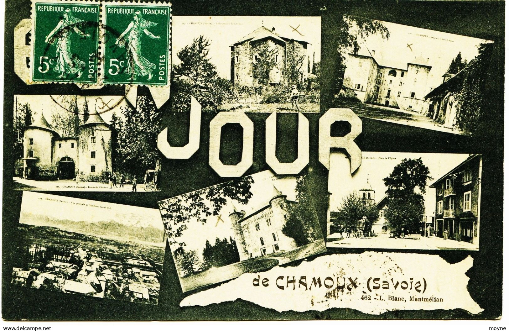 3815 - Savoie - CHAMOUX Sur GELON :  VUE  MULTIPLE   Circulée En 1914   RARE - Chamoux Sur Gelon