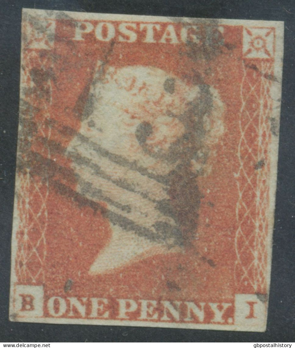 GB QV 1 D Redbrown Unplated (BI) 4 Margins, FU With Scottish Numeral „13?“,  VARIETY/ERROR: Frameline Under „I“ Almost M - Usati