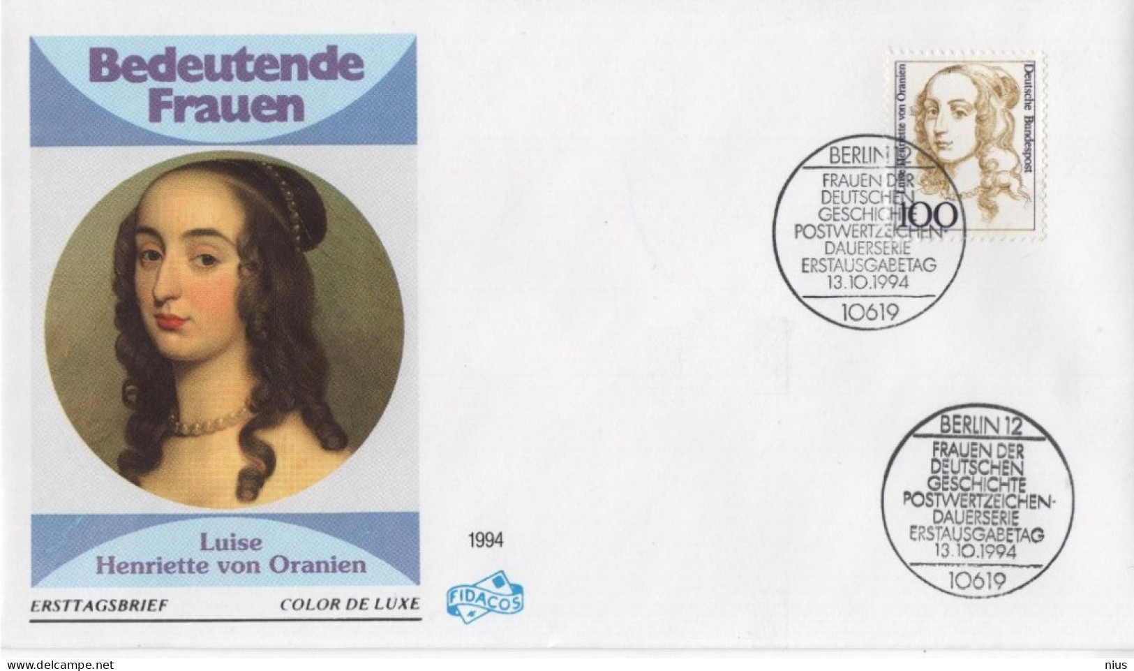 Germany Deutschland 1994 FDC Luise Henriette Von Oranien, Electress Of Brandenburg, Canceled In Berlin - 1991-2000