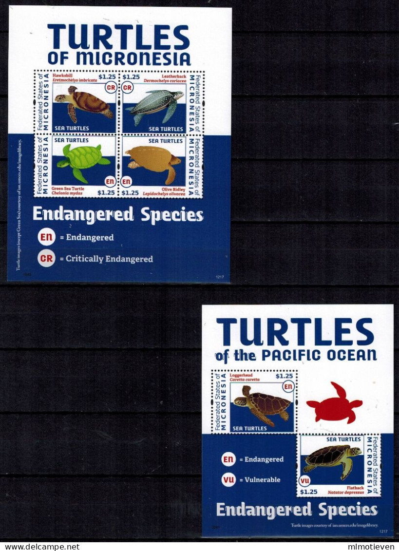 MDN-BK20-530 MINT POSTFRIS ¤ MICRONESIA 2013 KOMPL. SET ¤ TURTLES - SEALIFE - MARINE LIFE - Delfini