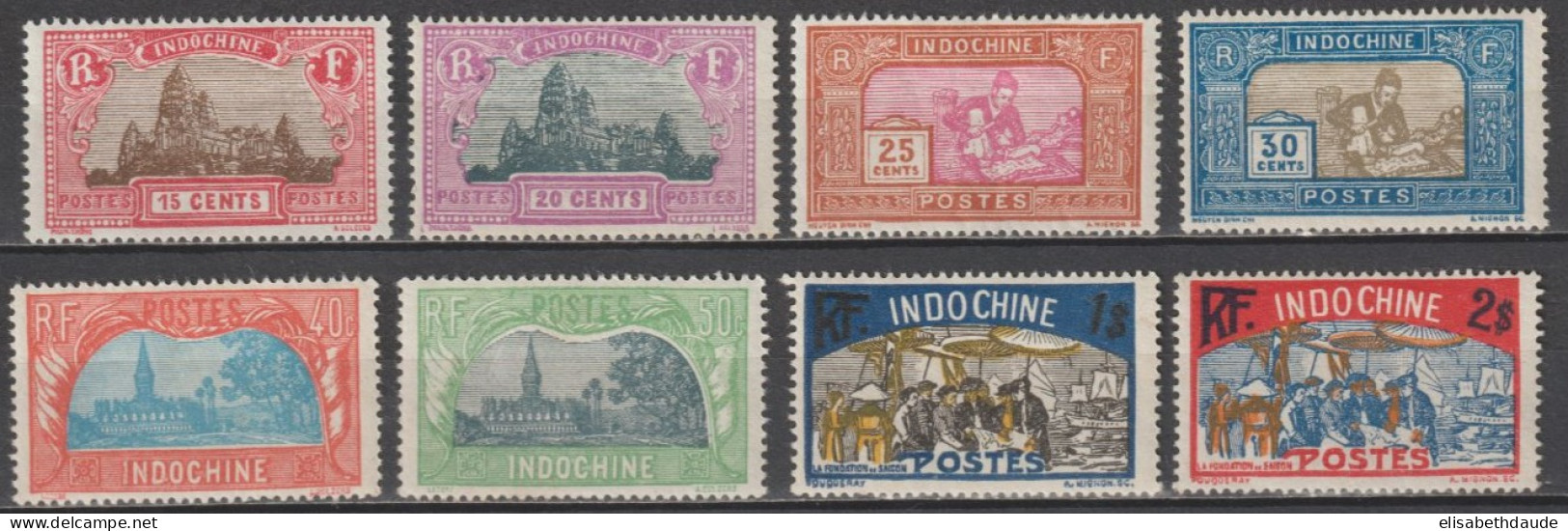 INDOCHINE - 1927 - YVERT N°139/146 * MH  - COTE = 132 EUR - Nuevos