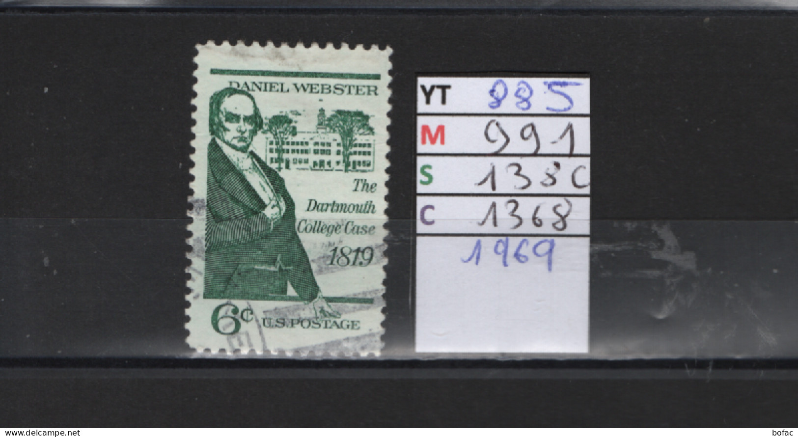 PRIX FIXE  Obl 885 YT 991 MIC 1380 SCO 1368 GIB Daniel Webster 1969 Etats Unis  58A/13 - Gebruikt