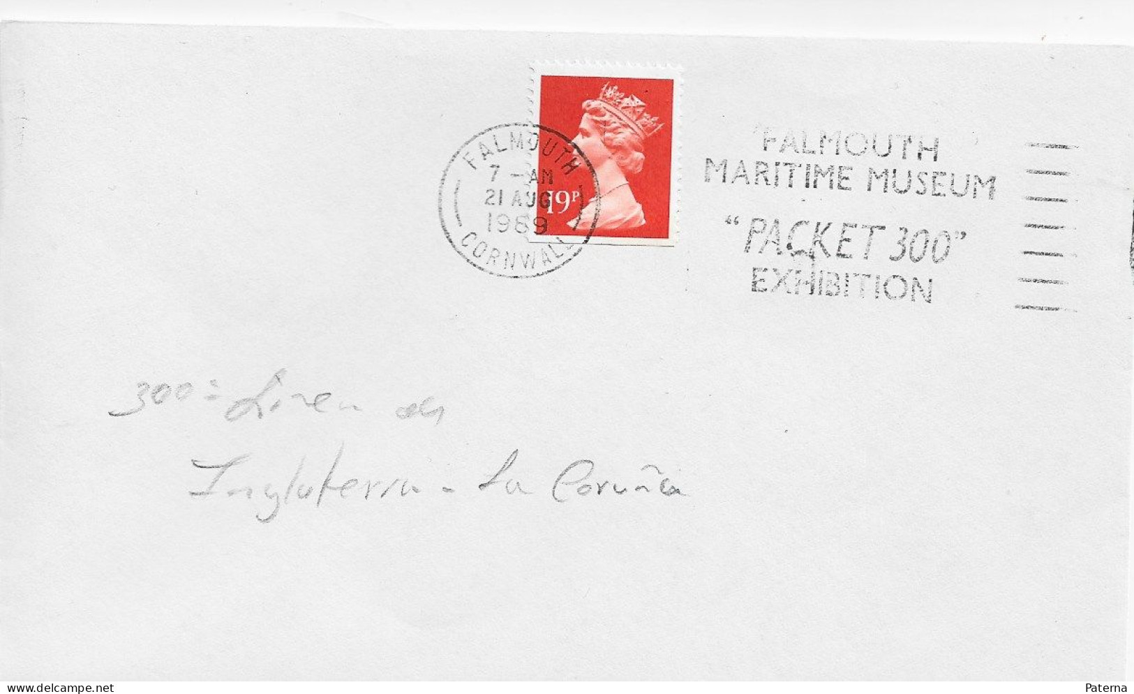 3849 Carta Falmouth 1989, Maritime Museum, Packet 300 Exhibition - Briefe U. Dokumente