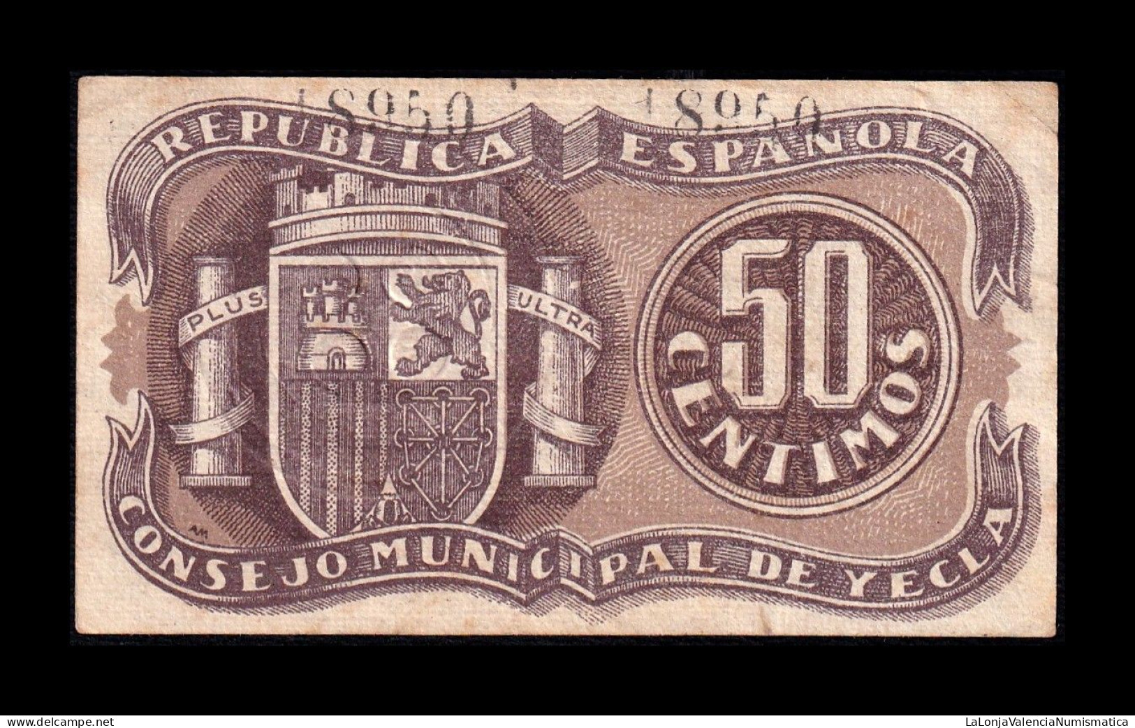 España Spain Billete Local Guerra Civil Yecla 50 Céntimos 1937 Mbc+ Vf+ - Other & Unclassified