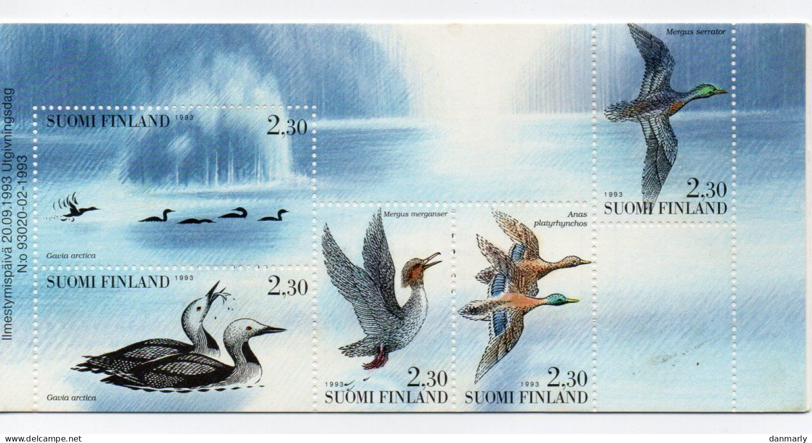 FINLANDE 1993 - Carnet 5 Oiseaux Aquatiques N° 1189/1193 - Neufs