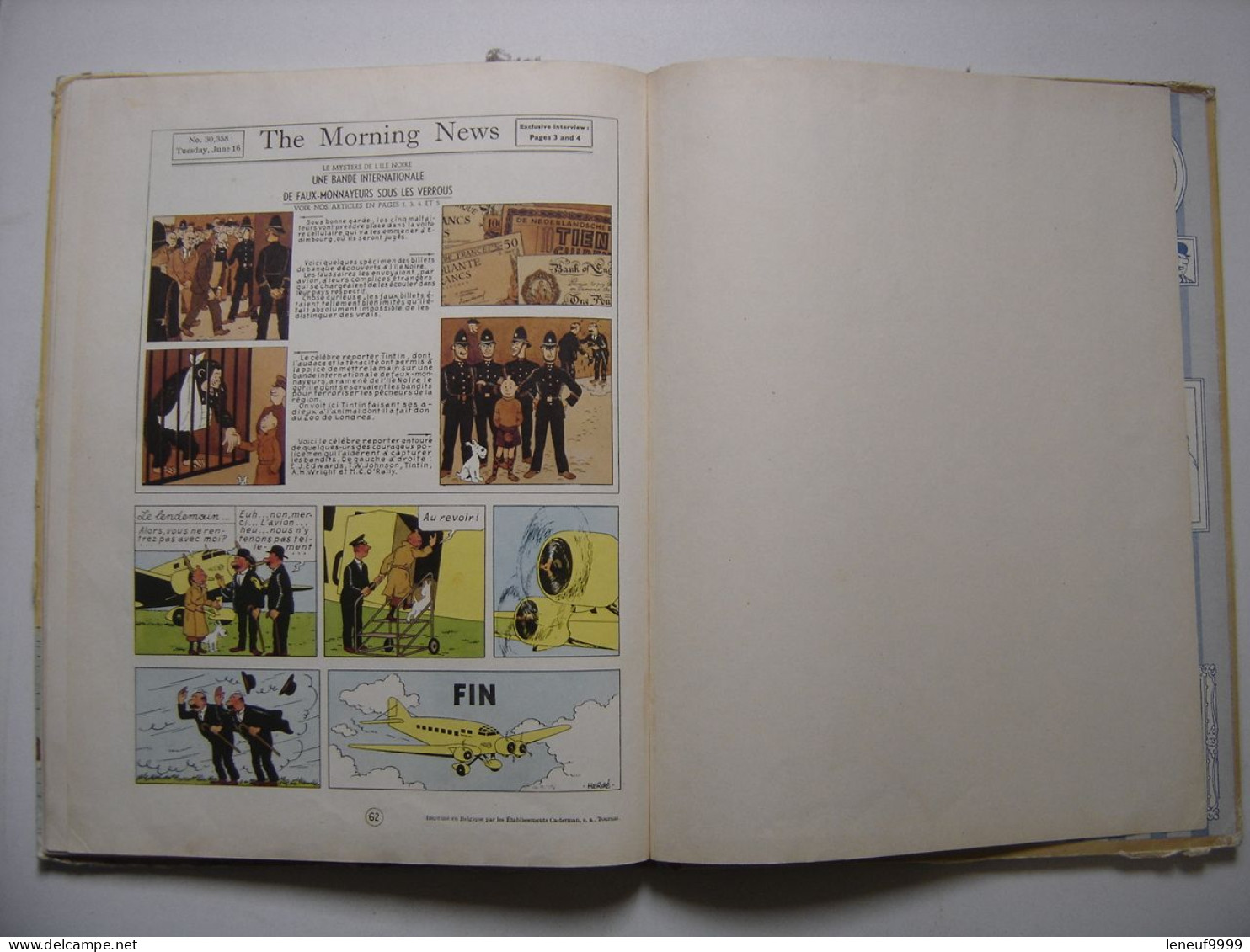 L'Ile noire HERGE Les aventures de Tintin 1958 Casterman