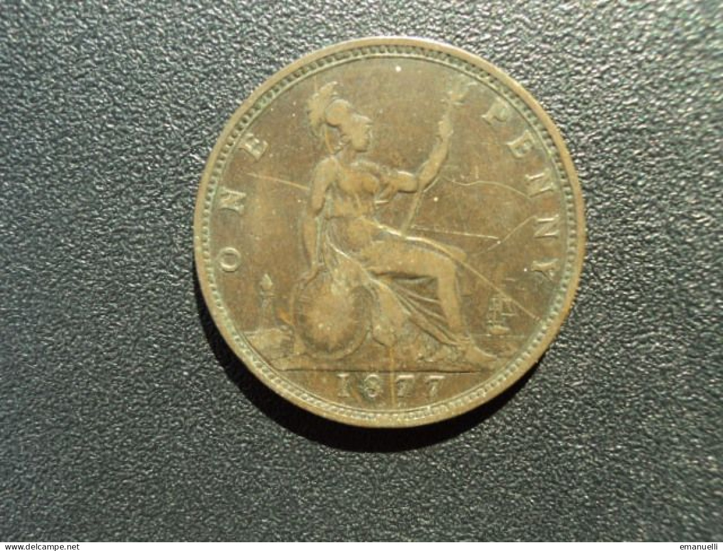 ROYAUME UNI : 1 PENNY  1877 Date Large   KM 755 *     TTB - D. 1 Penny
