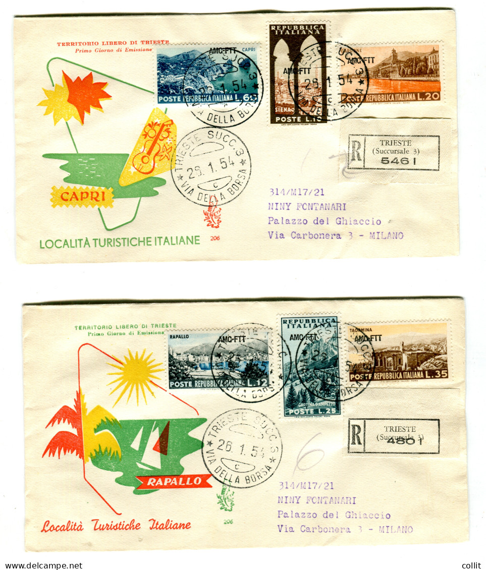 Trieste A 1954 Turistica Su FDC Venetia Racc Senza Annullo Di Arrivo - Marcofilie