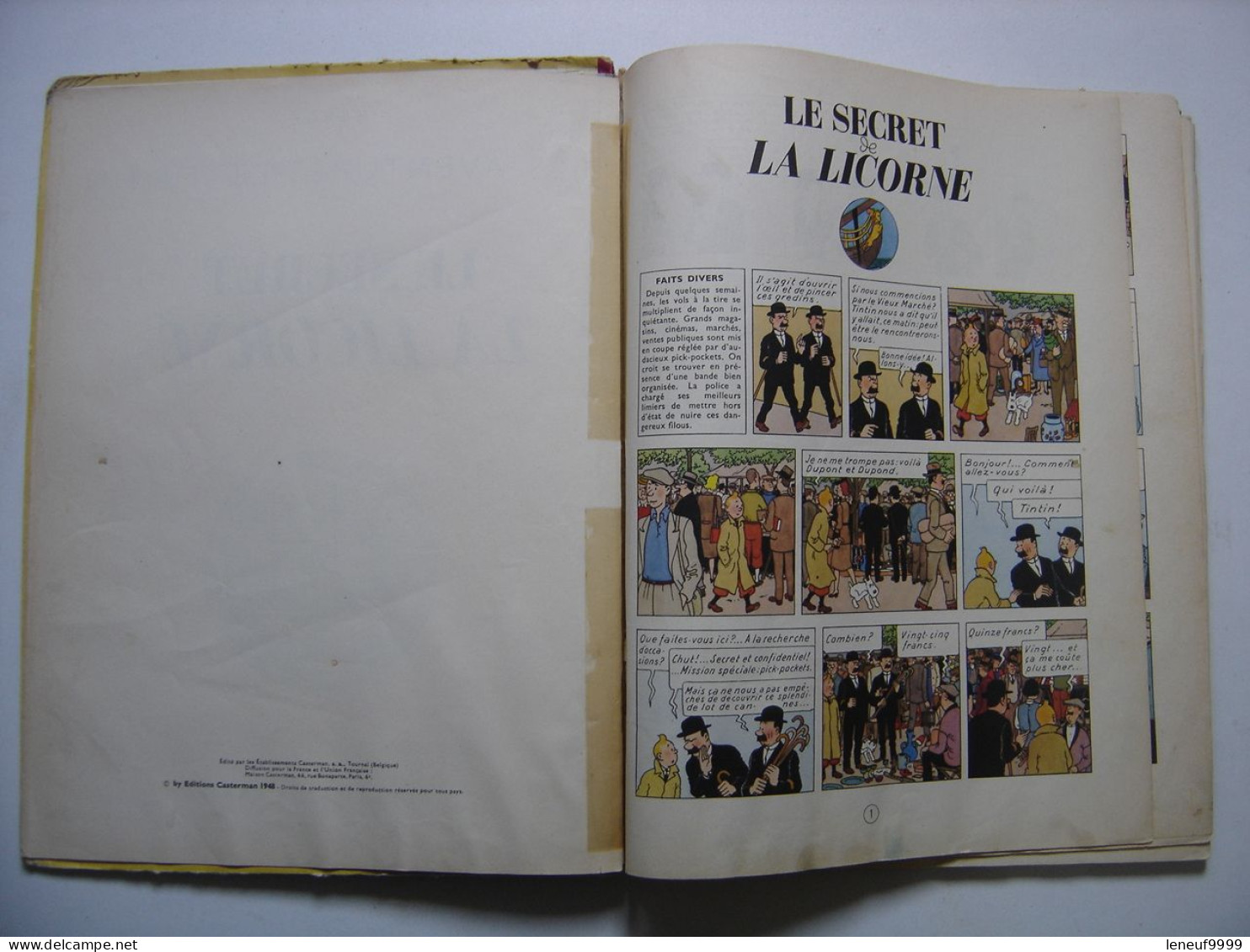 Le Secret De La Licorne HERGE Les Aventures De Tintin 1958 Casterman - Tintin