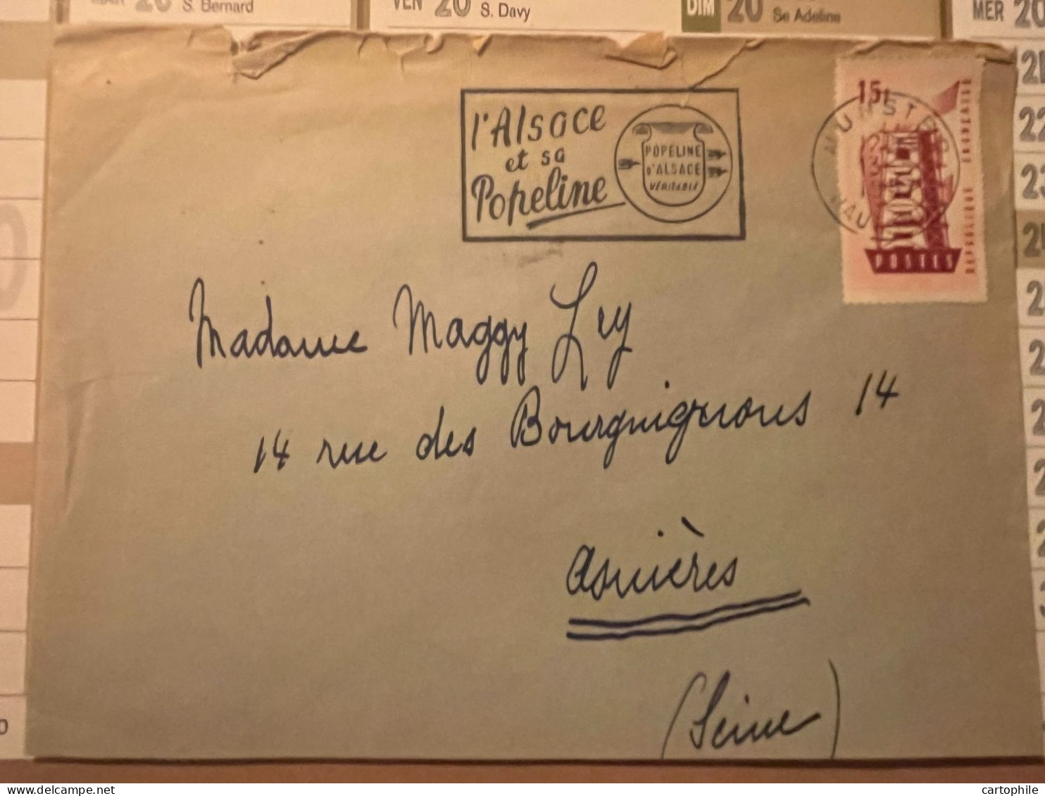 Timbre Europa France 1956 Sur Lettre - Posté De Munster En 1957 - 1956