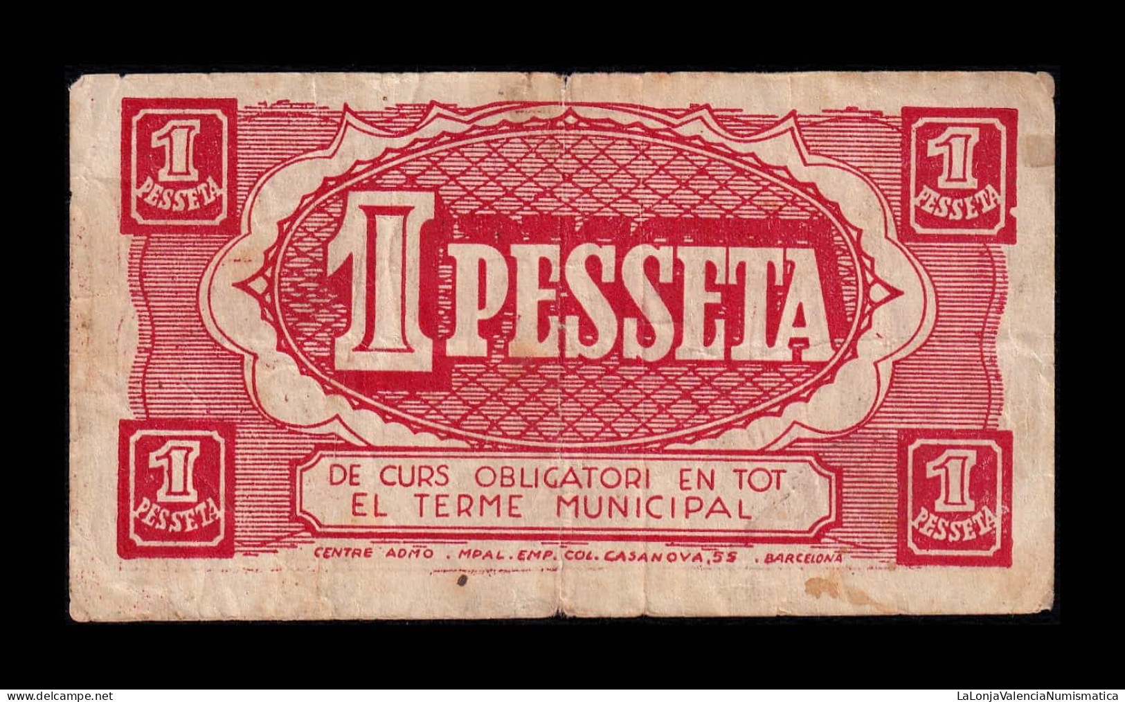 España Spain Billete Local Baronia De Rialb 1 Peseta 1937 Bc/Mbc F/Vf - Otros & Sin Clasificación