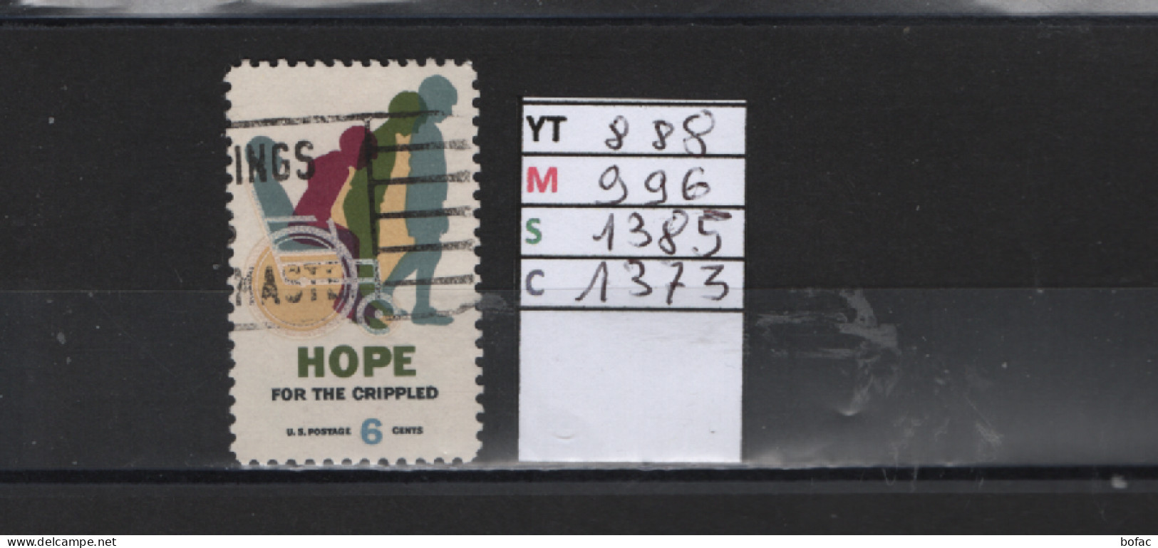 PRIX FIXE Obl  888 YT 996 MIC 1385 SCO 1373 GIB Aide Pour Les Infirmes1969 Etats Unis  58A/13 - Used Stamps