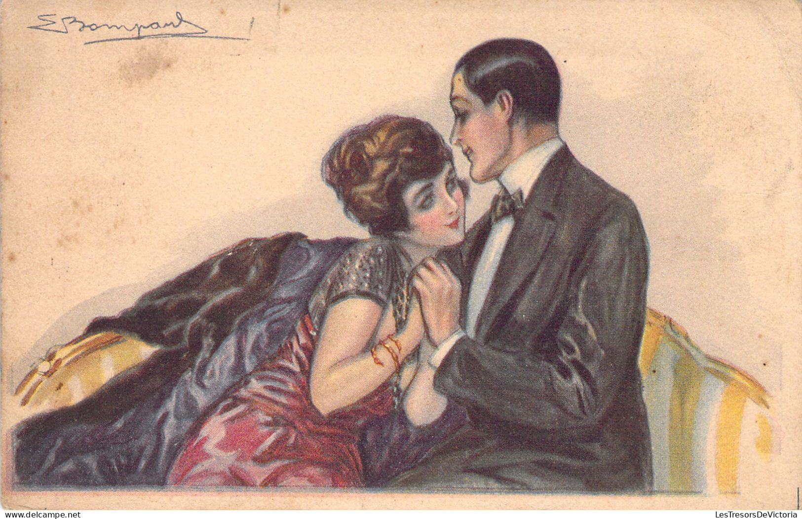 Illustrateur - S. Bompard - Couple D'amoureux - Amour - Seduction - Carte Postale Ancienne - Bompard, S.
