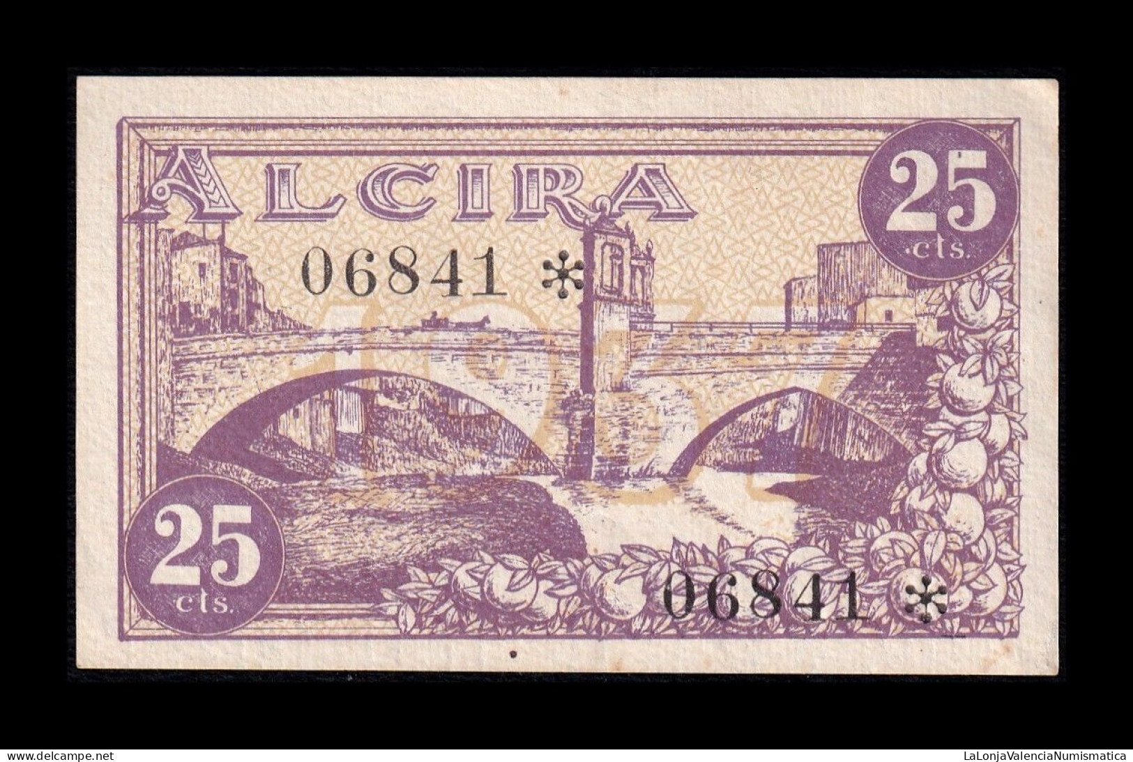 España Spain Billete Local Guerra Civil Alcira 25 Céntimos 1937 Sc- AUnc - Other & Unclassified