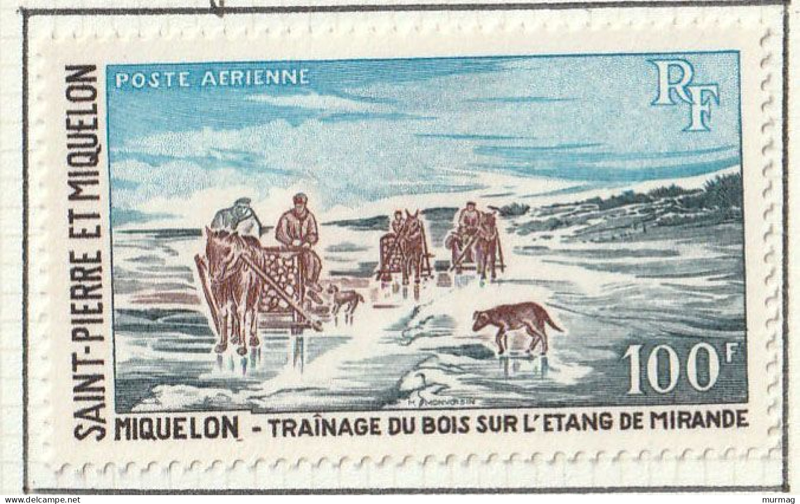 ST-PIERRE-ET-MIQUELON - Traînage Du Bois Sur L'étang De Mirande à Miquelon - Y&T PA 45 - 1969 - MH - Neufs