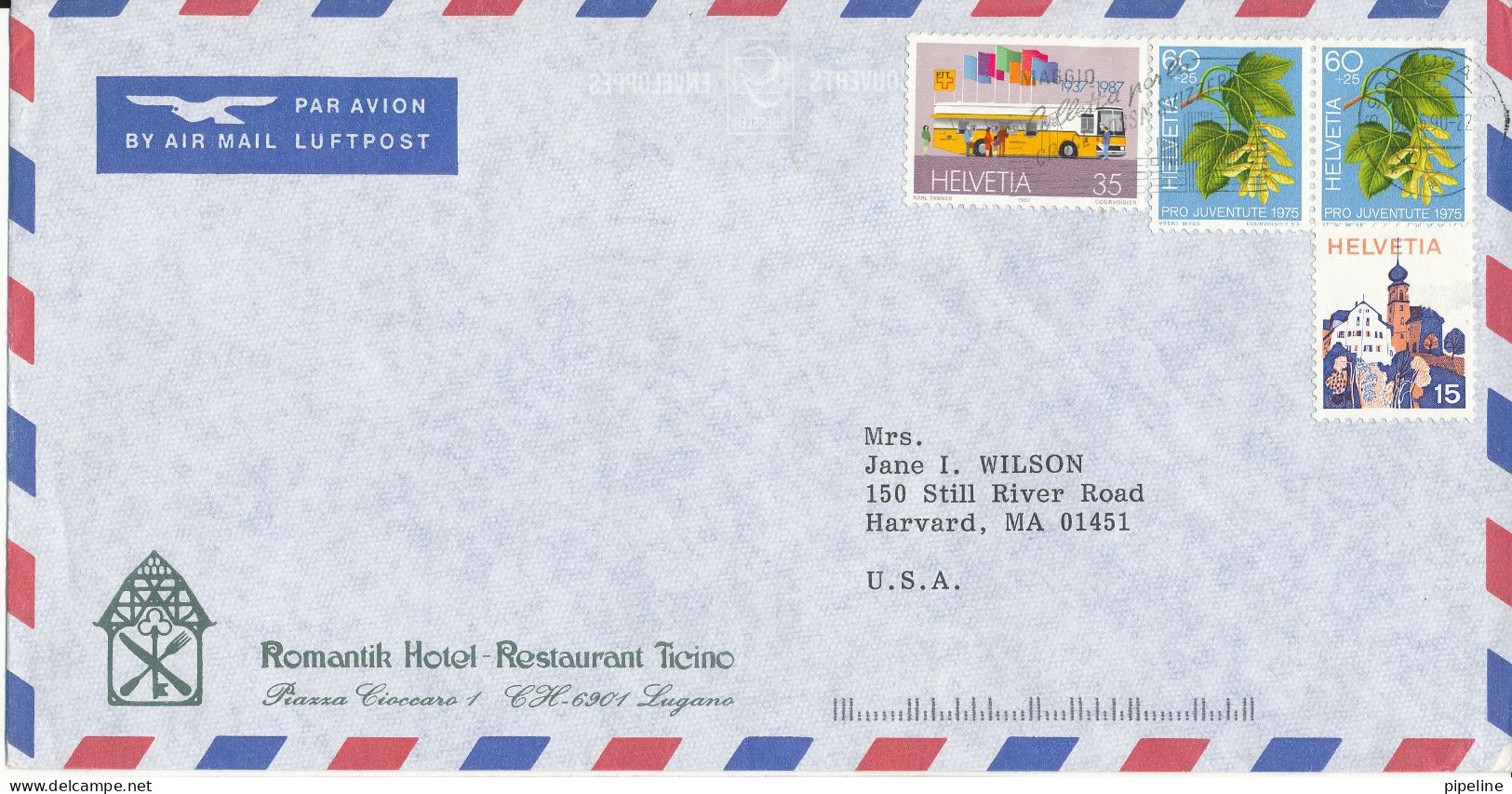 Switzerland Air Mail Cover Sent To USA Lugano 30-5-1990 (the Building Stamp Is Damaged) - Briefe U. Dokumente