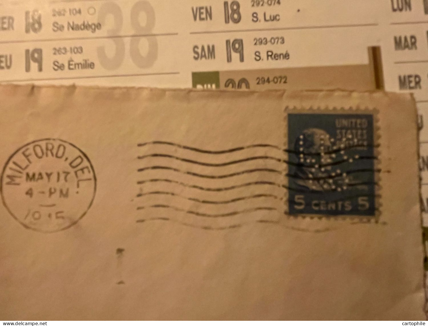 Lettre De 1945  With Perfin Stamp LDC Co - Pour Marseille - Censor - Timbre Perforé Milford Delaware - Perfin