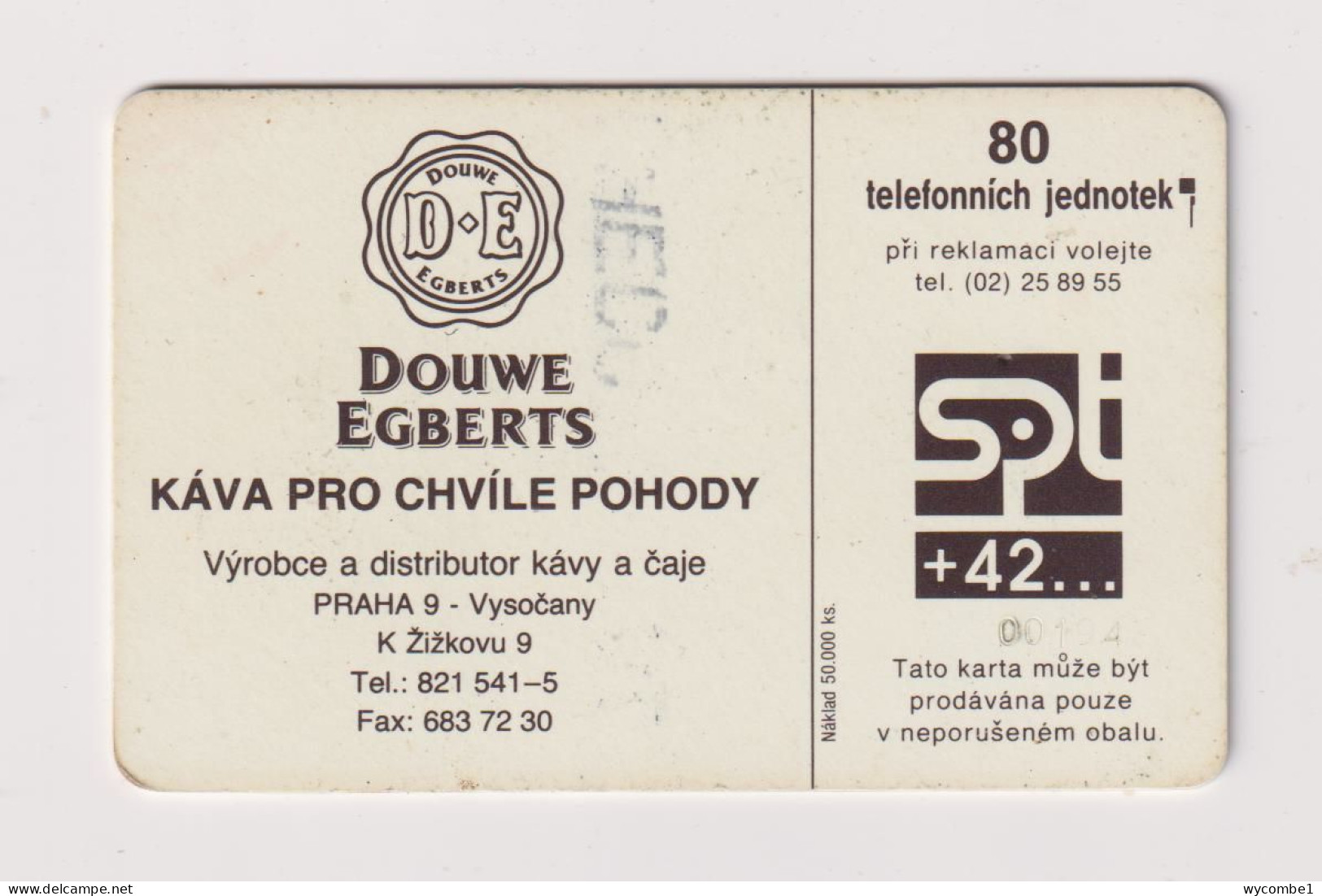 CZECH REPUBLIC - Douwe Egberts Chip Phonecard - Tchéquie