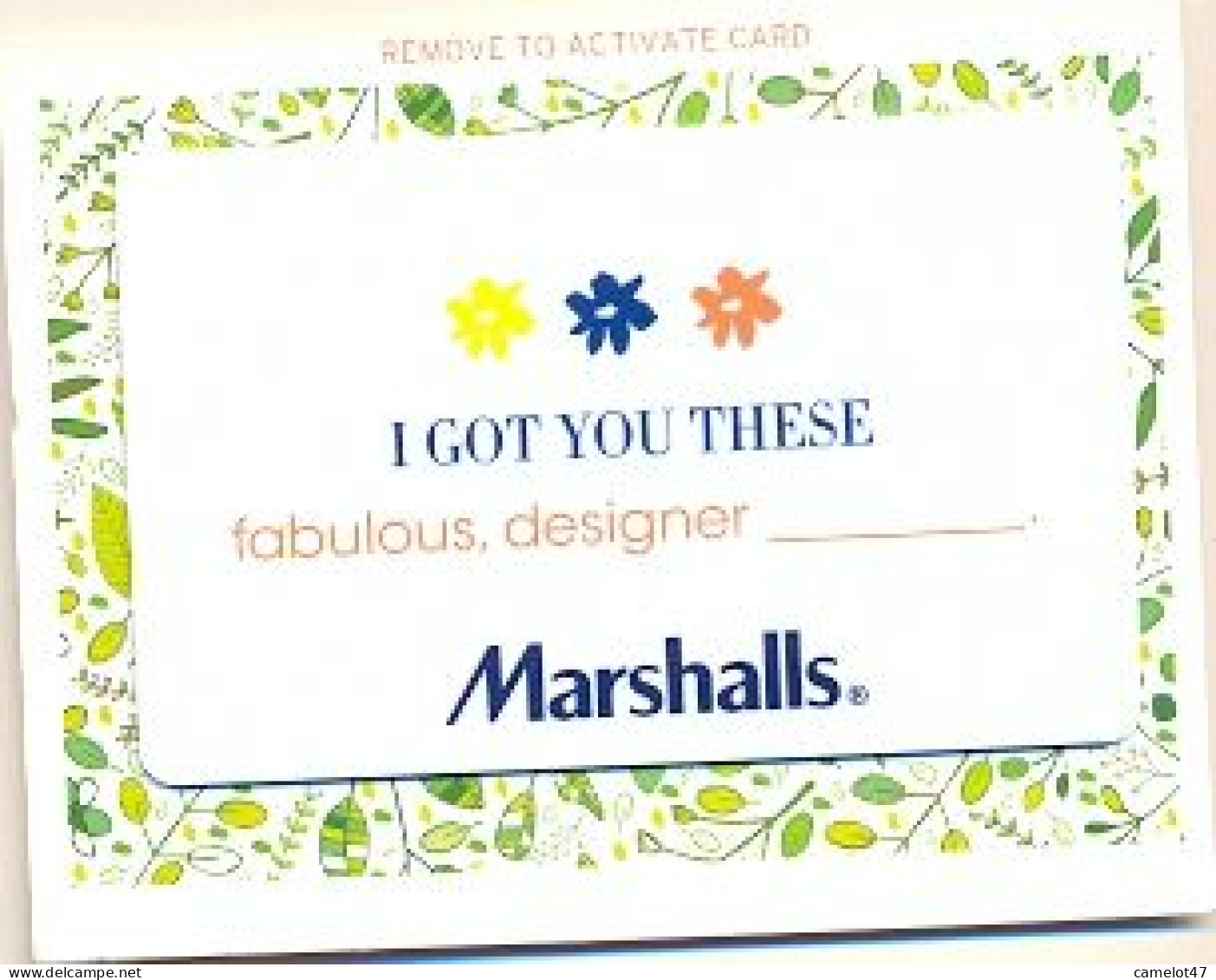 Marshalls, U.S.A., Carte Cadeau Pour Collection, Sans Valeur, # Marshalls-50a - Gift And Loyalty Cards