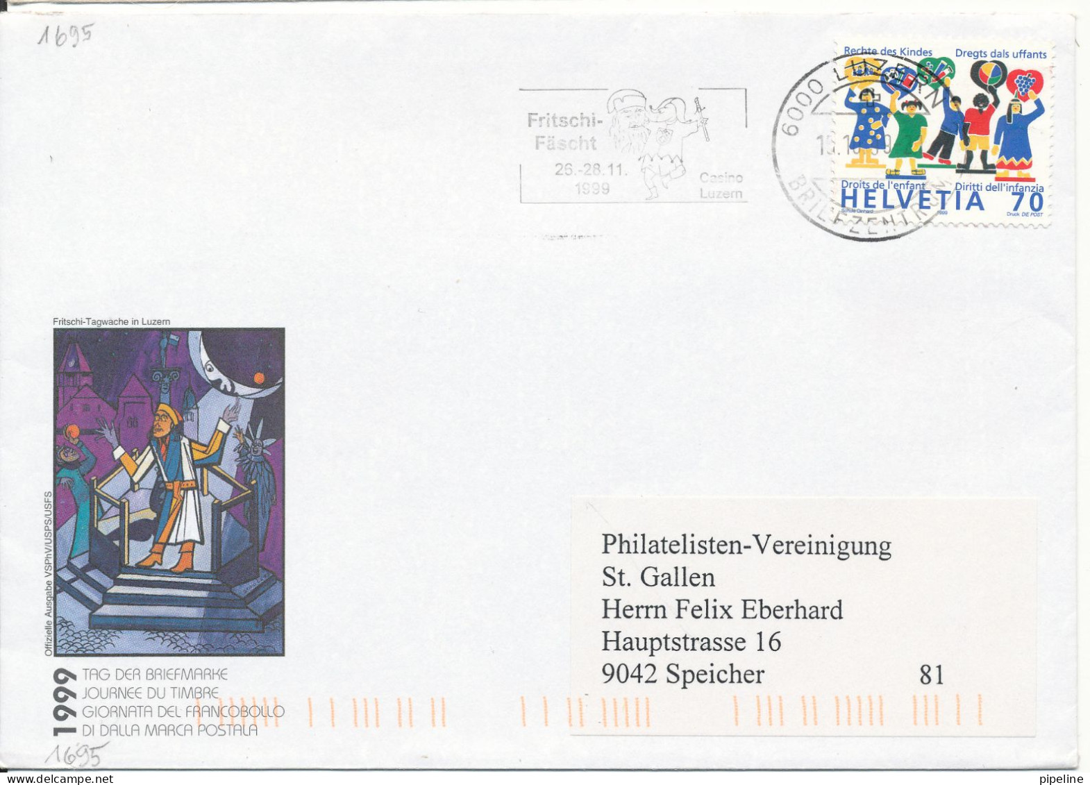 Switzerland Cover Luzern 15-10-1999 Single Stamped - Briefe U. Dokumente