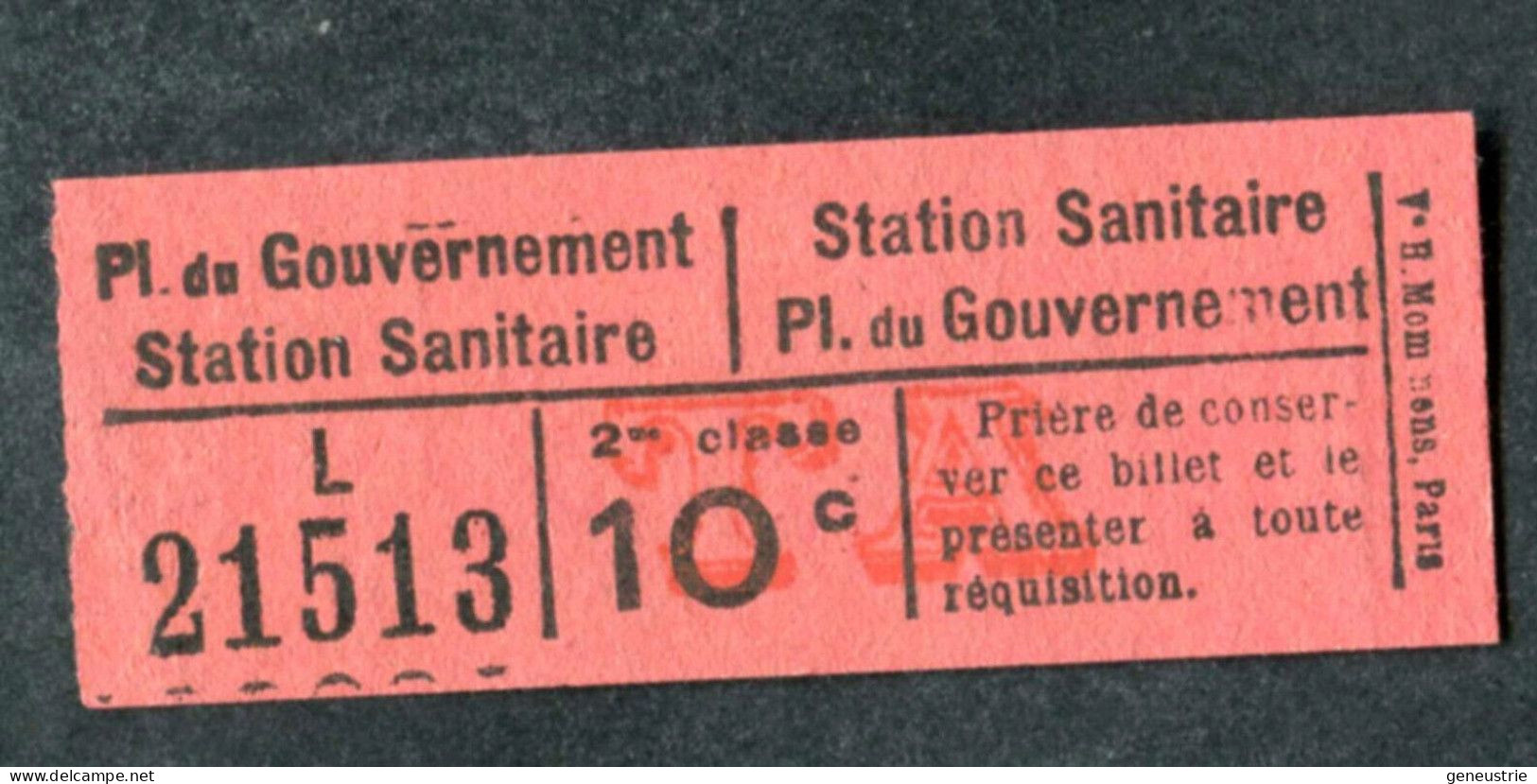 Ticket Tramway Alger Début XXe "Sté Des Tramways Algériens" Billet Tram Algérie - Mundo