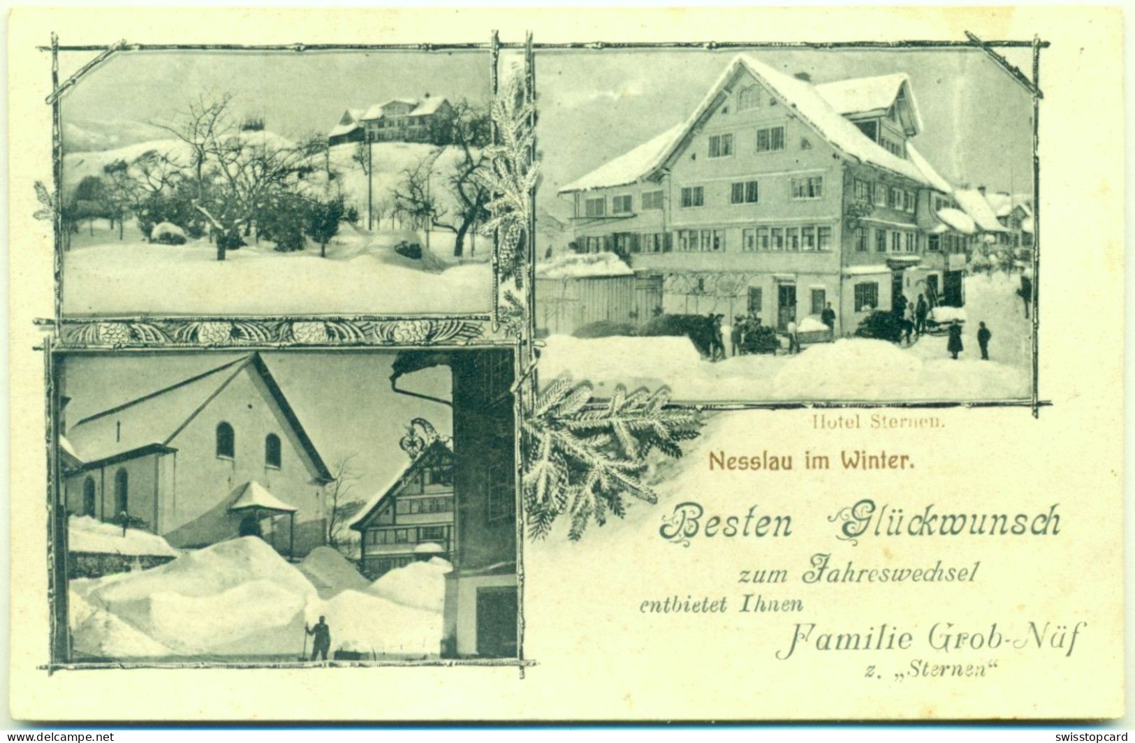 Glückwunsch Neujahr NESSLAU Im Winter Hotel Sternen Familie Grob-Näf - Nesslau