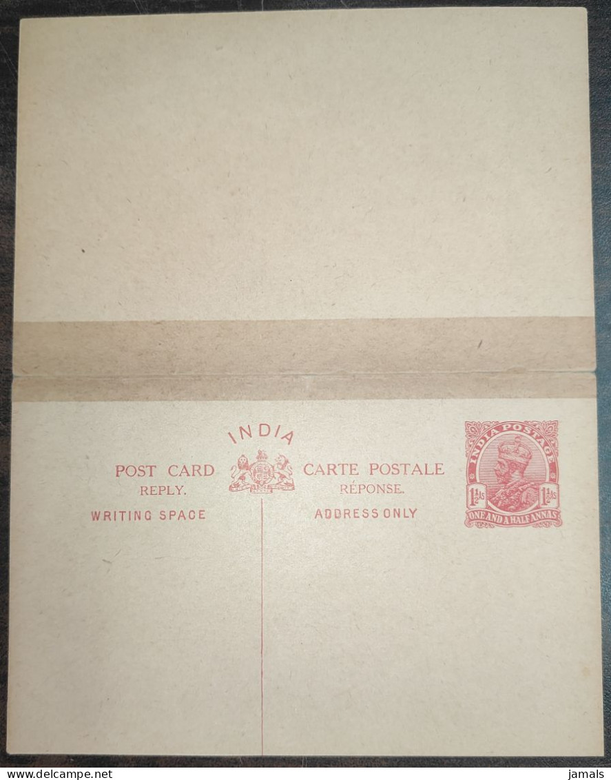 Br India King George V, Reply Postal Card, 1 And 1/2 An + 1 And 1/2 An, Mint, Condition As Per The Scan - 1911-35 King George V