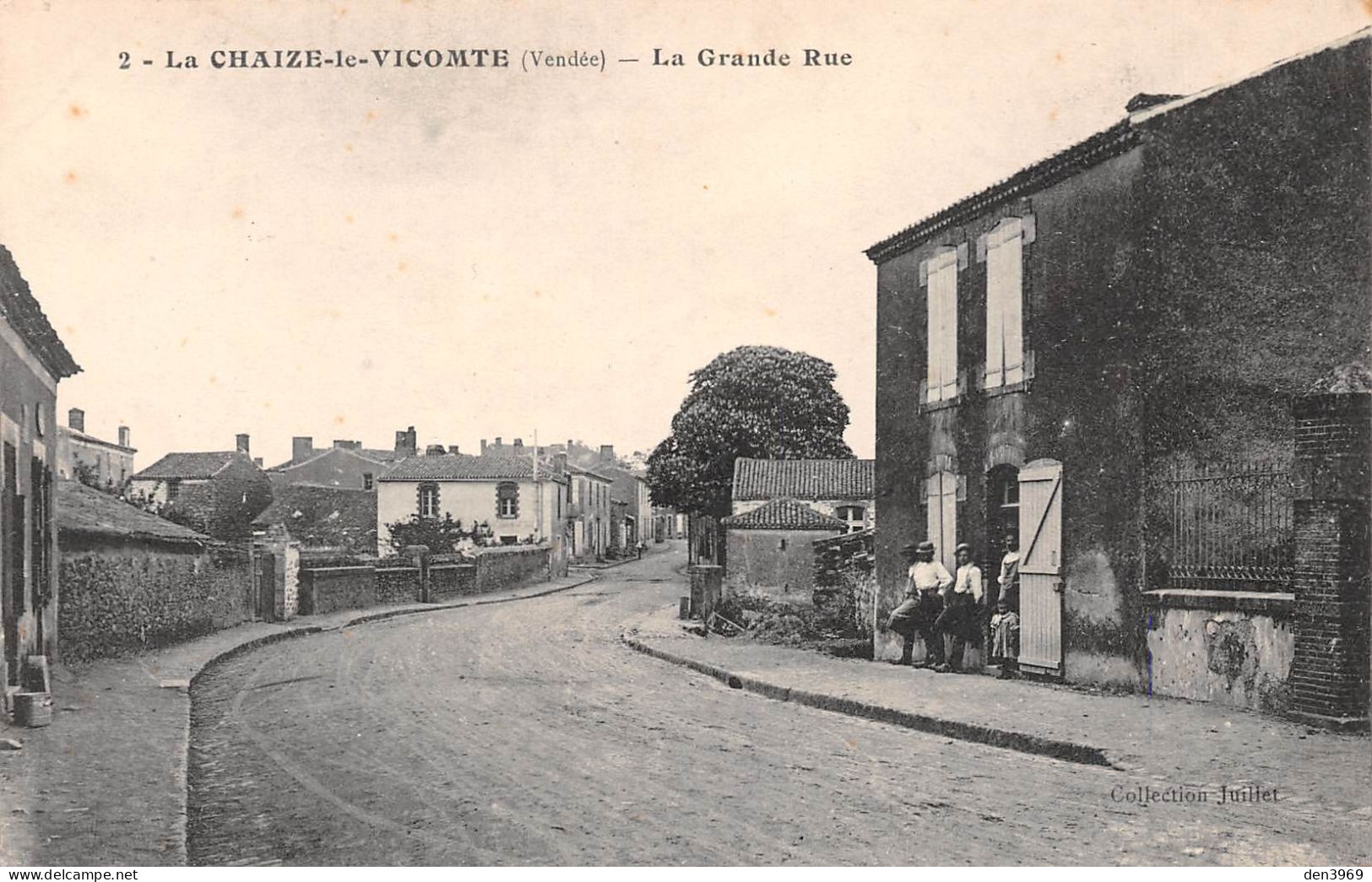 La CHAIZE-le-VICOMTE (Vendée) - La Grande Rue - Tirage N&B (RARE) - Ecrit 1918 (2 Scans) - La Chaize Le Vicomte