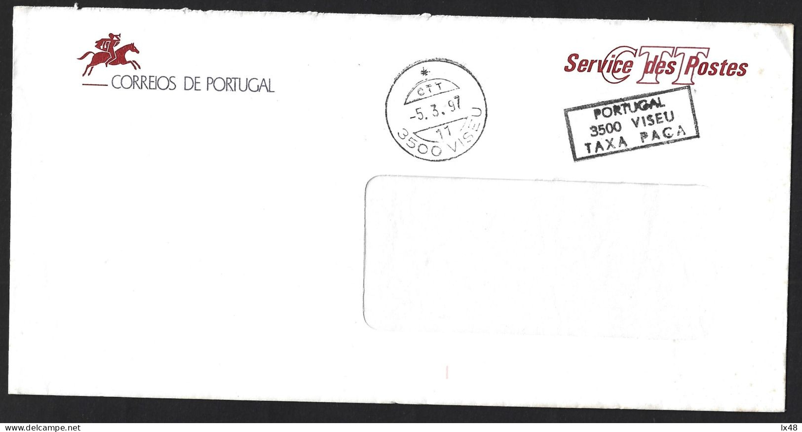 Carta Dos Correios Com Marcas De 'Taxa Paga, Viseu'. Rare. Letter From The Post Office Marked 'Tax Paid, Viseu'. Rare. - Lettres & Documents