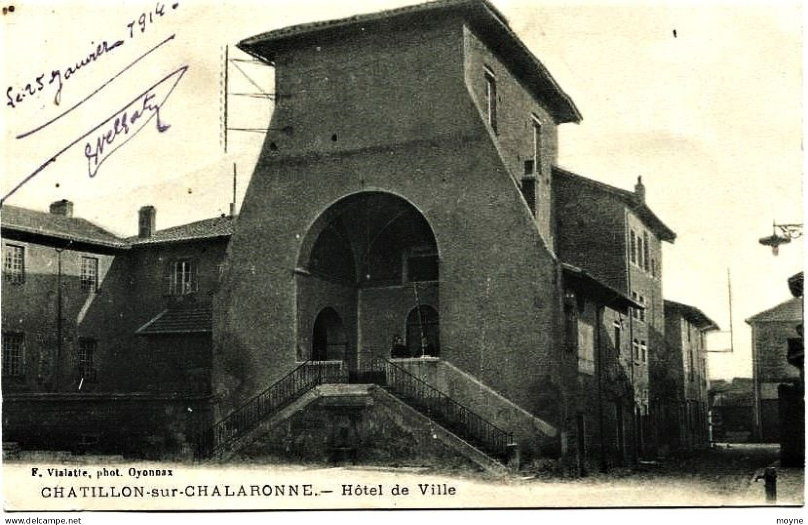 3869 -  Ain - CHATILLON De CHALARONNE :  HOTEL  DE  VILLE .... DISPARU  ???    Circulée En 1914 - Châtillon-sur-Chalaronne