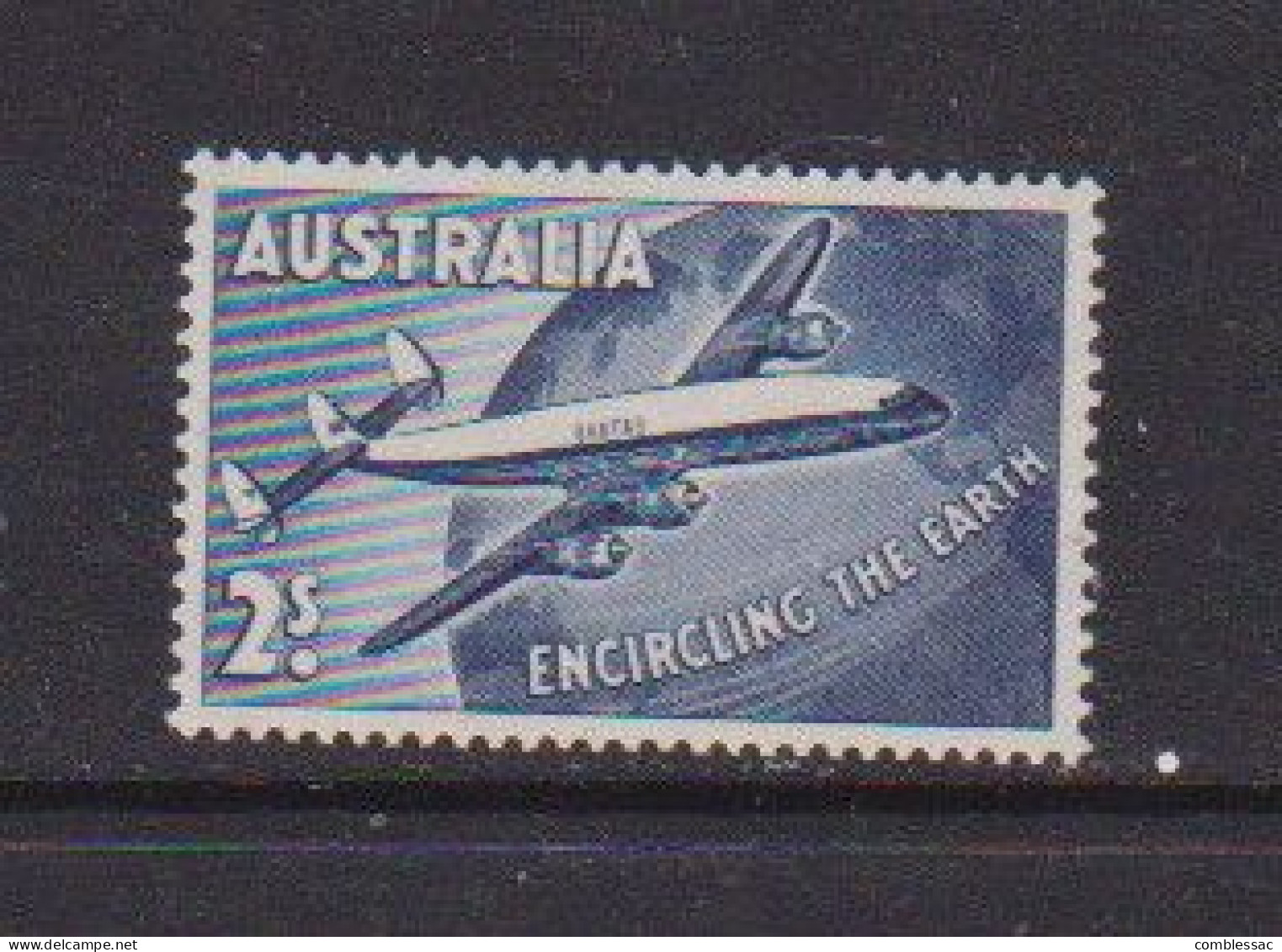 AUSTRALIA    1958   Inauguration  Of  World  Air  Service    2/-  Blue    MH - Mint Stamps