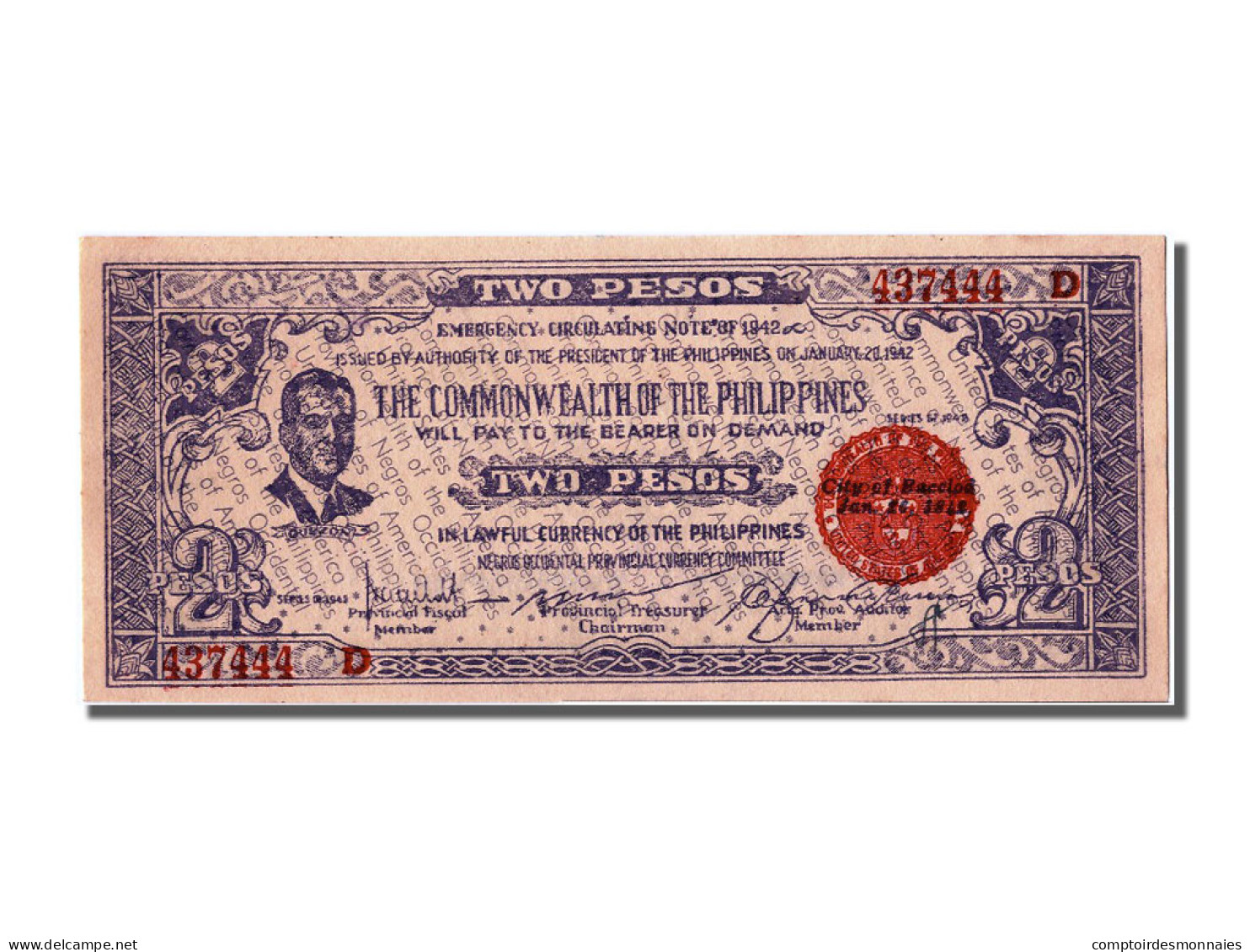 Billet, Philippines, 2 Pesos, 1942, 1942-01-26, SPL - Filipinas
