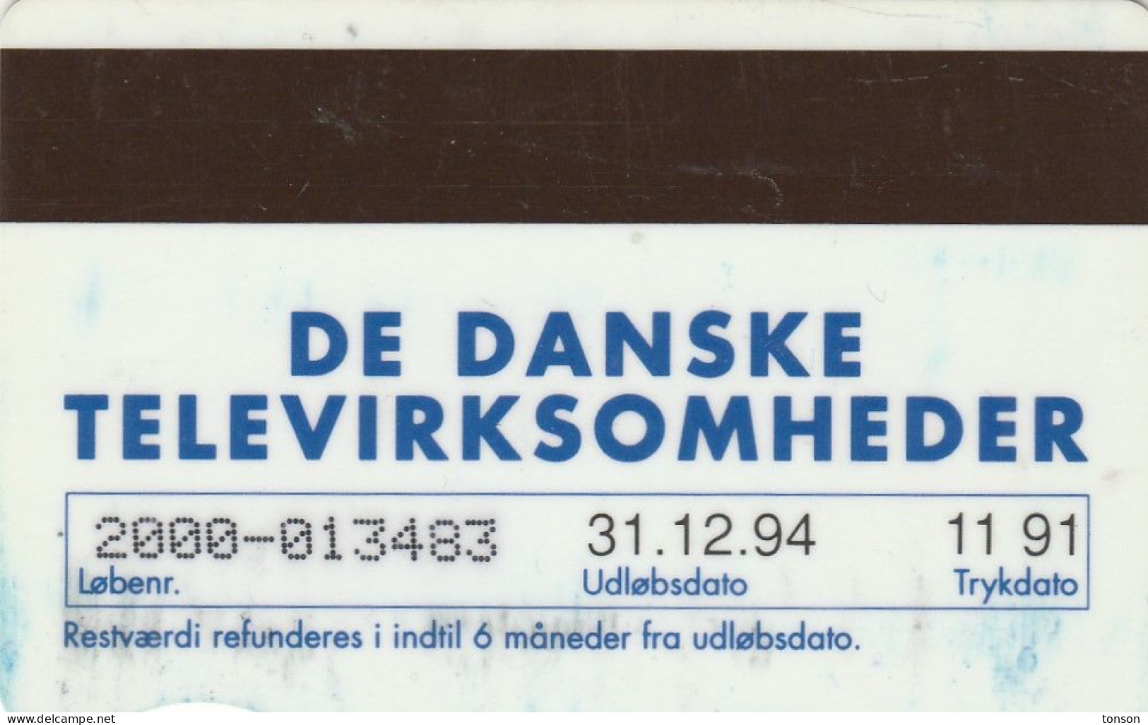 Denmark, JD 007Aa, Parrot - Type 1,  Dark Brown Magnetic, 2 Scans.   Serial Number: 2000 000001-1400000 - Danemark
