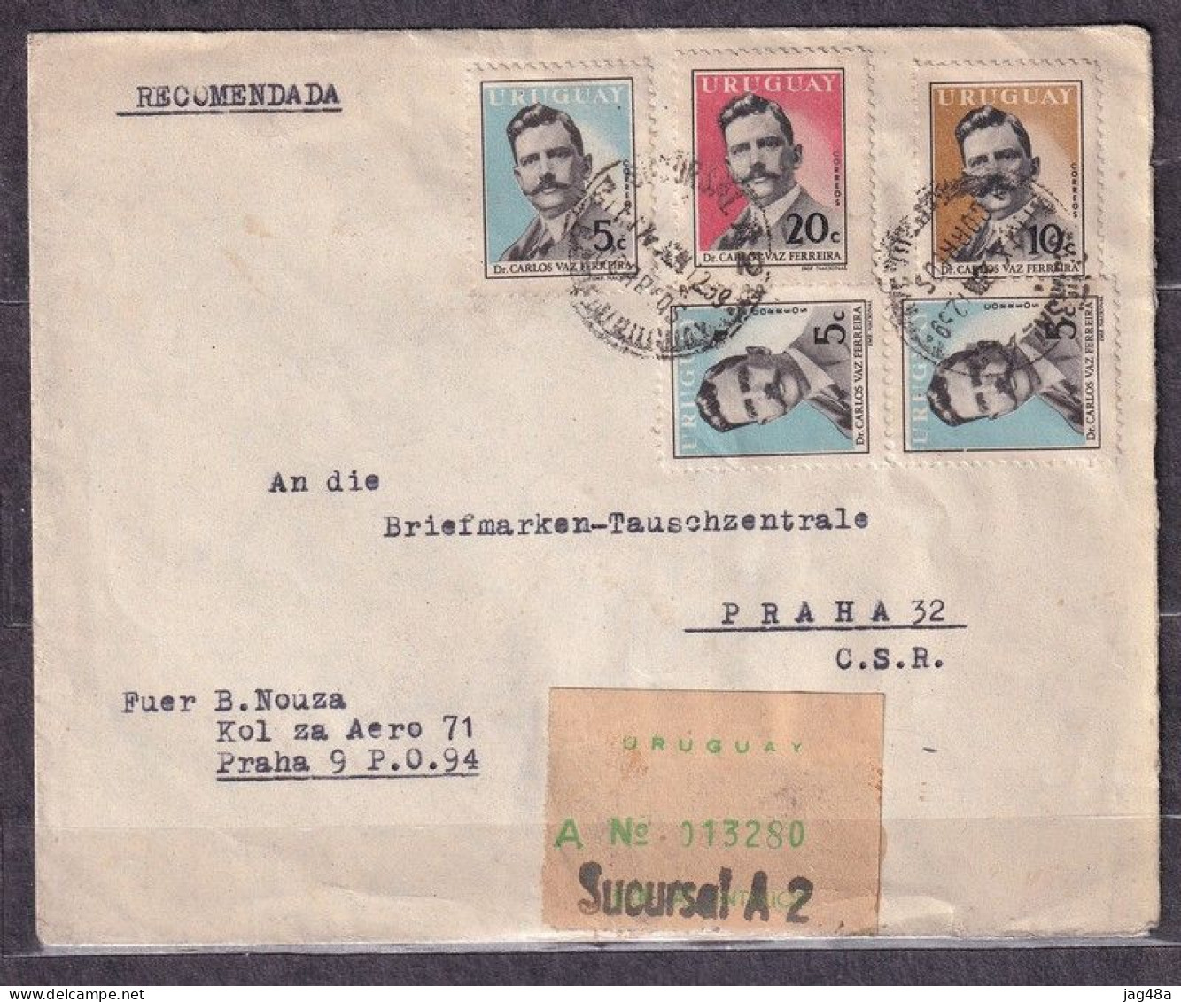 URUGUAY. 1930/Sucursal, Registered Letter/mixed Franking Envelope. - Uruguay