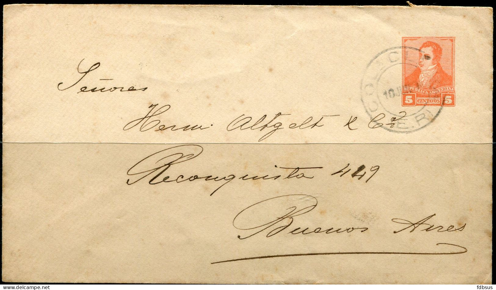 Old Prepaid Cover 5ct To Buenos Aires - See Scan For Details - Enteros Postales