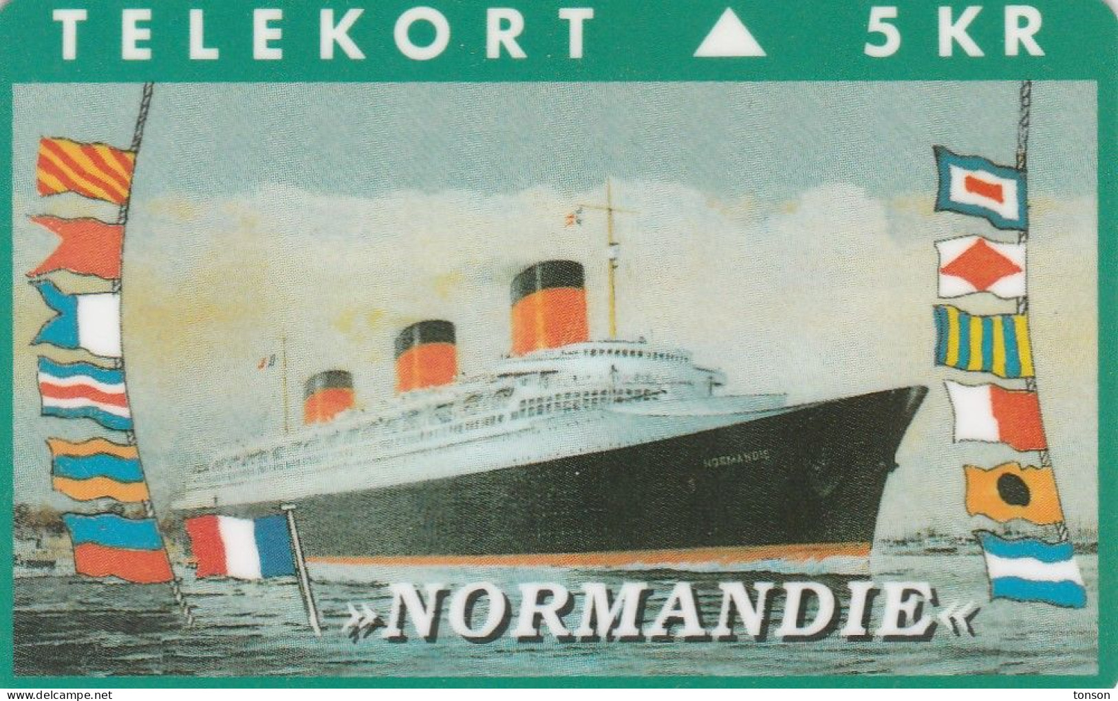 Denmark, KP 083, Normandie, France, Liner Ship, Mint, Only 2500 Issued, Flag, 2 Scans - Dänemark