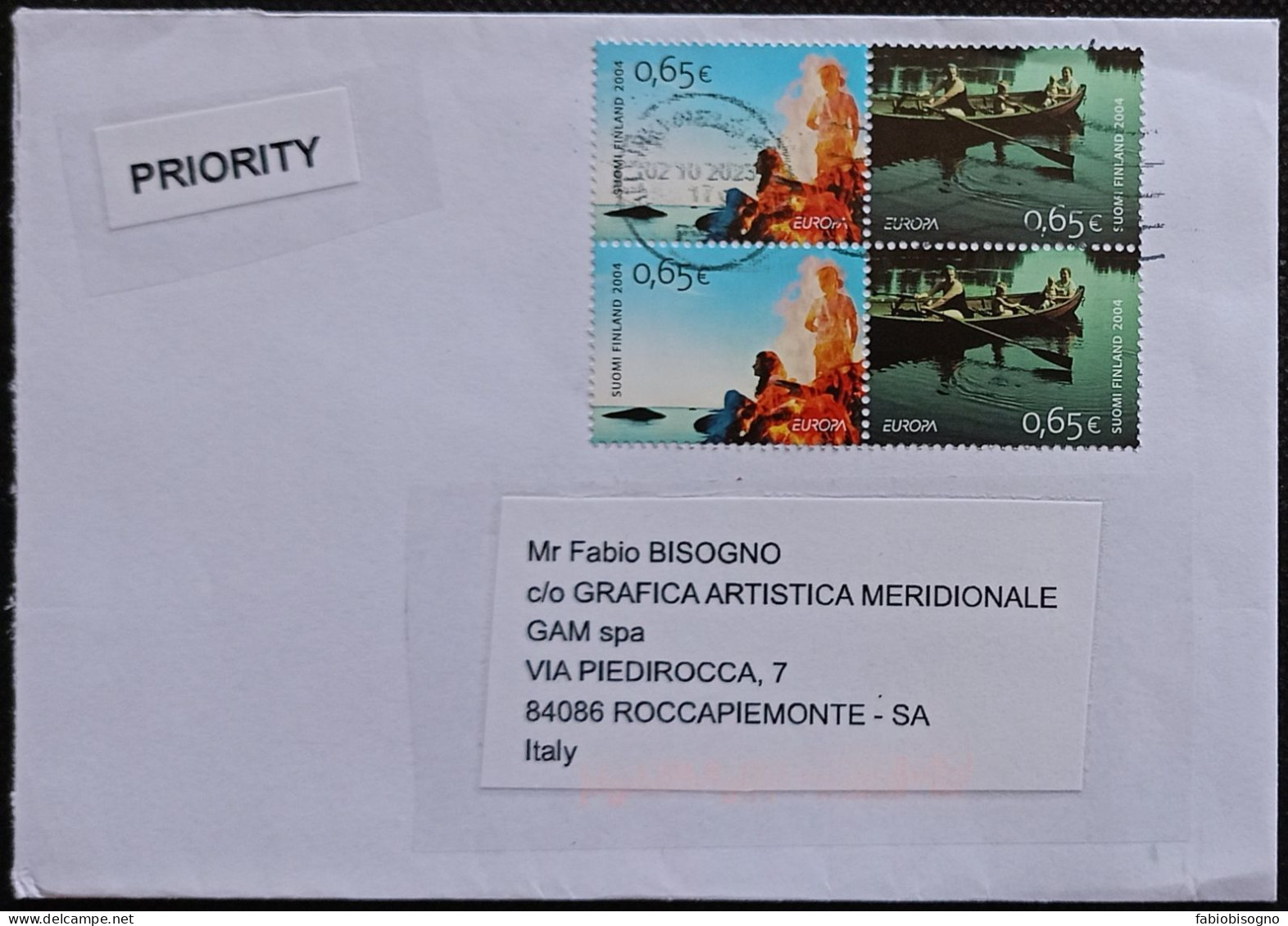 2004 Europe  € 0,65 X4 -  Priority Letter (2023) To Italy - Lettres & Documents