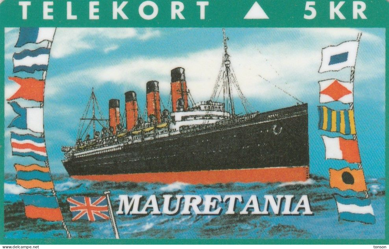 Denmark, KP 084, Mauretania, England, Steamship, Mint, Only 2500 Issued, Flag. - Denmark