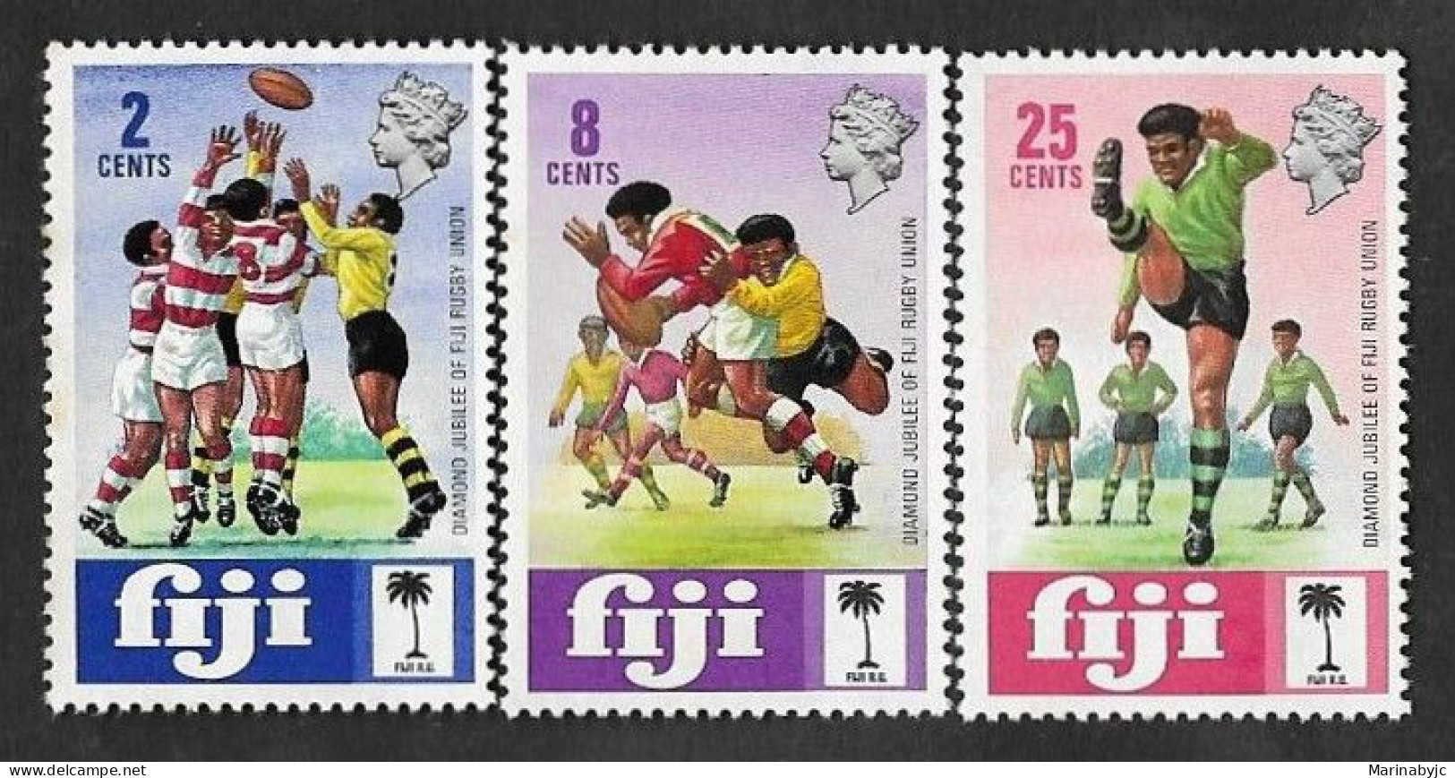 SD)1973 FIJI  FROM THE SPORT SERIES, 50TH ANNIVERSARY OF THE NATIONAL RUGBY UNION, 3 MINT STAMPS - Fiji (1970-...)