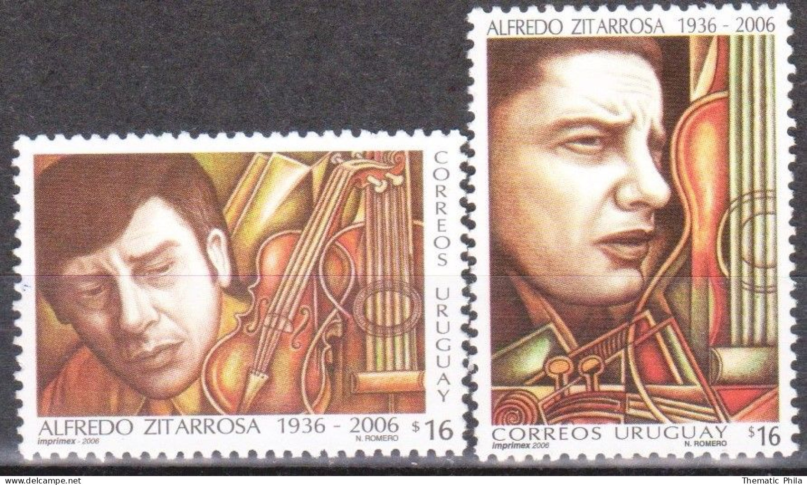 2006 URUGUAY MNH Yv 2265/6 Music Musique Musik Folclore Folc Zitarrosa Violin Violon - Uruguay