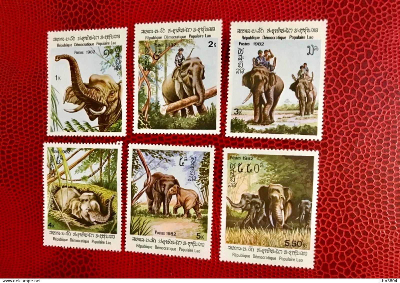 LAOS 1982 6v Neuf MNH ** Mi 523 / 528 Mamíferos Mammals Säugetiere Mammiferi Mammifère - Olifanten