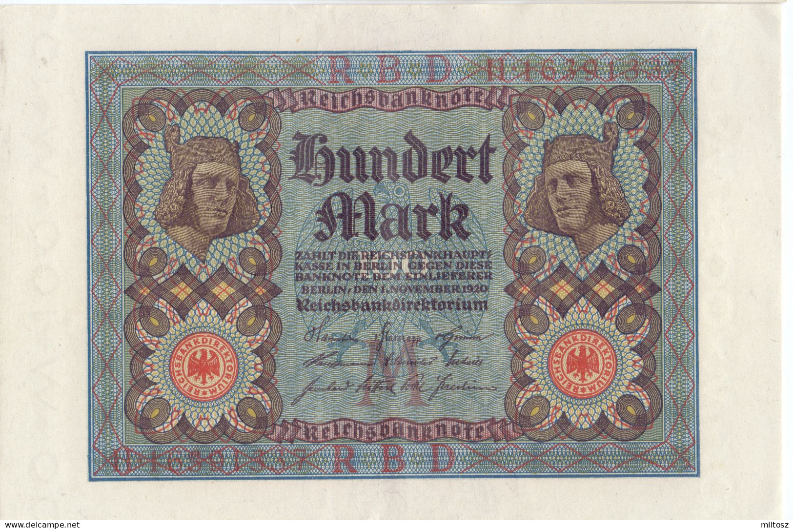 Germany 100 Mark 1920 (8 Digits) - 100 Mark