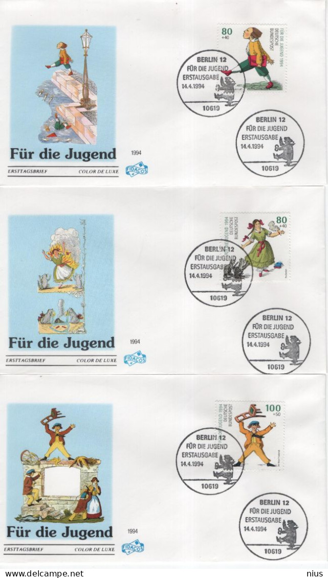 Germany Deutschland 1994 FDC Fur Die Jugend, Sonderpostwertzeichen-Serie, Canceled In Berlin - 1991-2000