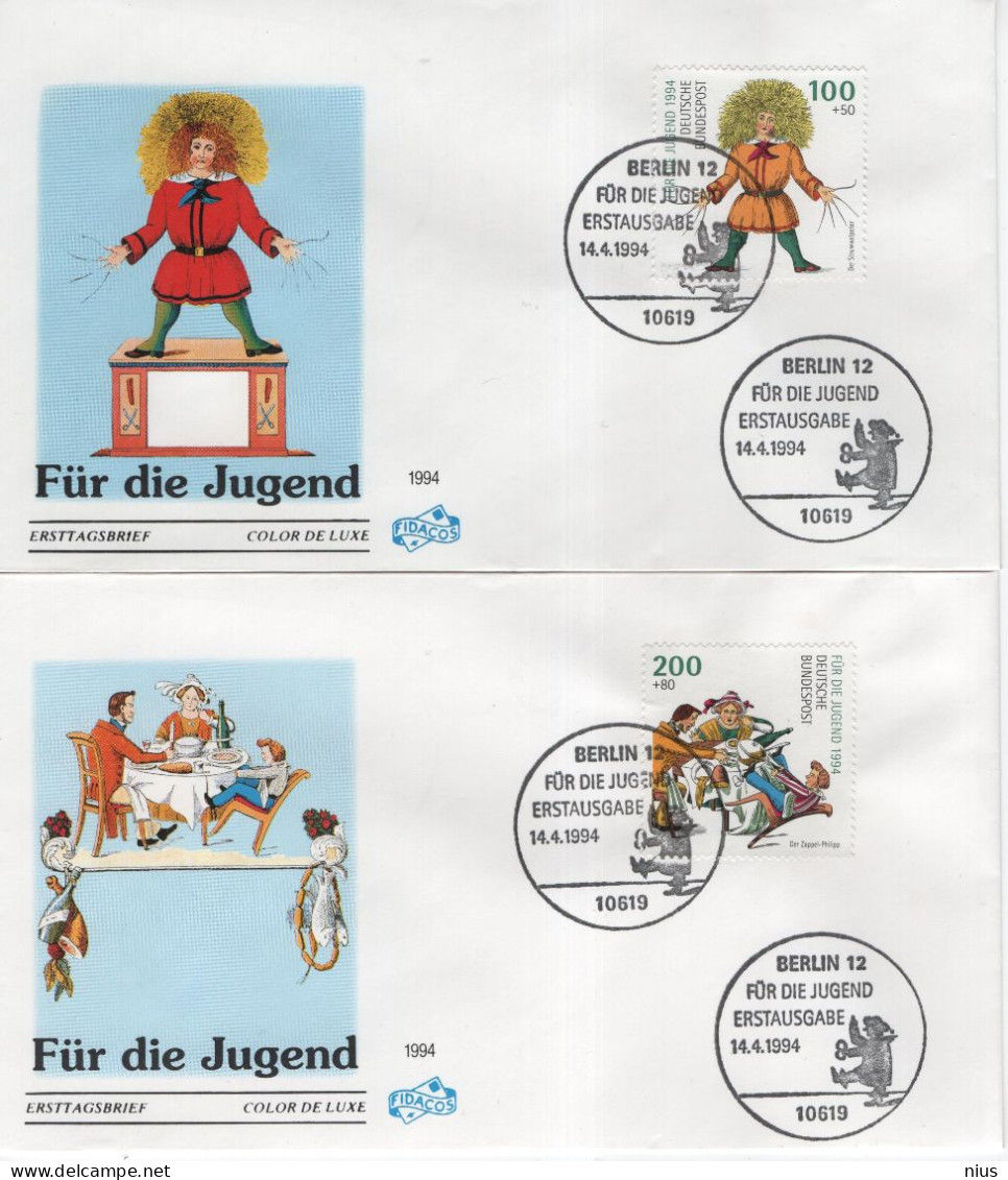 Germany Deutschland 1994 FDC Fur Die Jugend, Sonderpostwertzeichen-Serie, Canceled In Berlin - 1991-2000