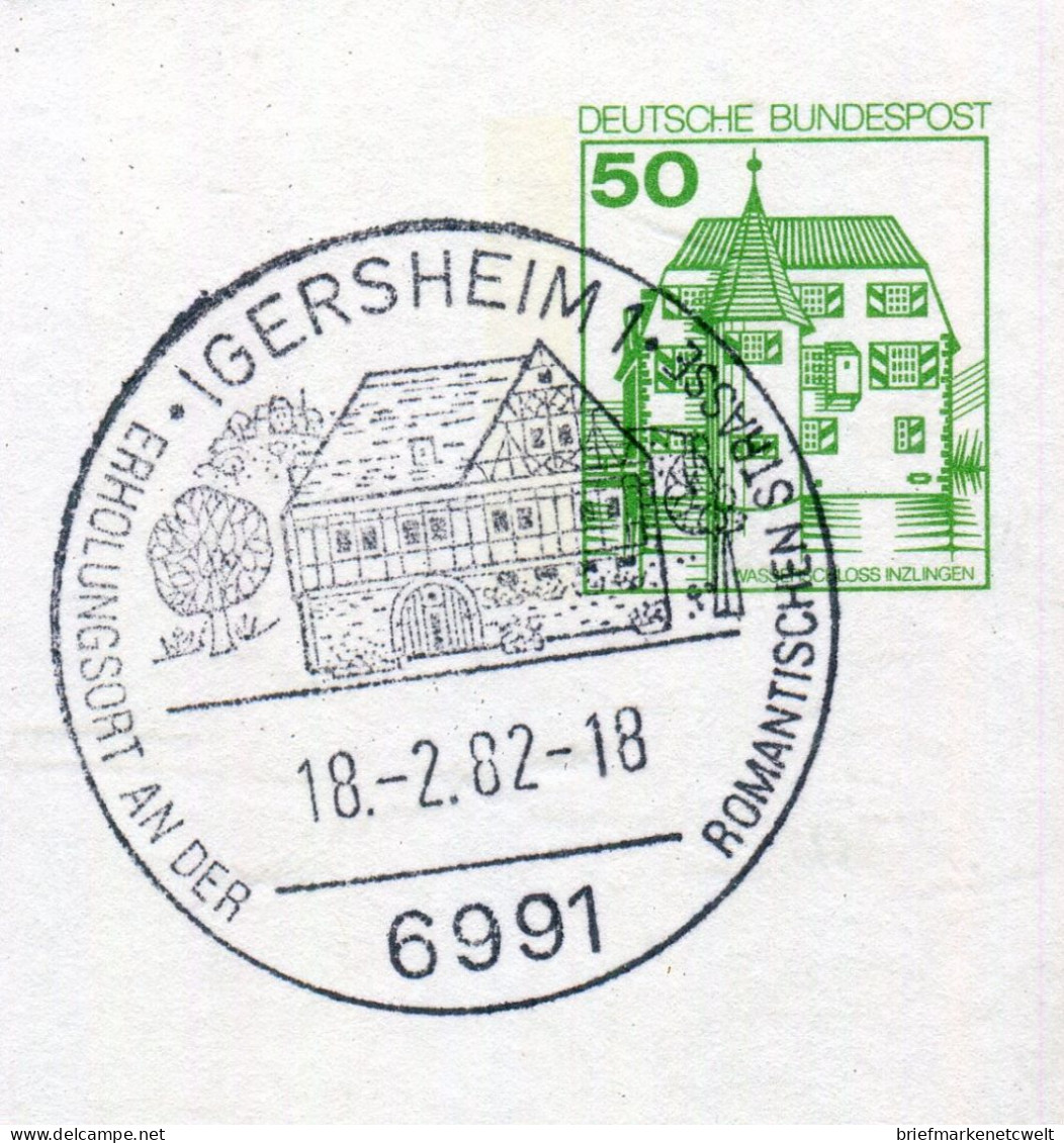 "BUNDESREPUBLIK DEUTSCHLAND" 1981 Ff., 2 Bildpostkarten Je Mit Bildgleichem Stempel Ex "GERSHEIM" (60122) - Cartes Postales Illustrées - Oblitérées