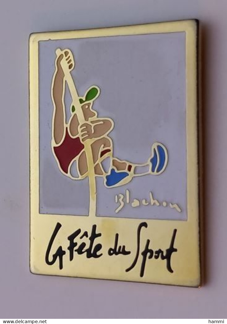 A334 Pin's La Fête De Sport Saut à La Perche Bd Dessin De Blachon Né Romans-sur-Isère Drome Achat Immédiat - Leichtathletik