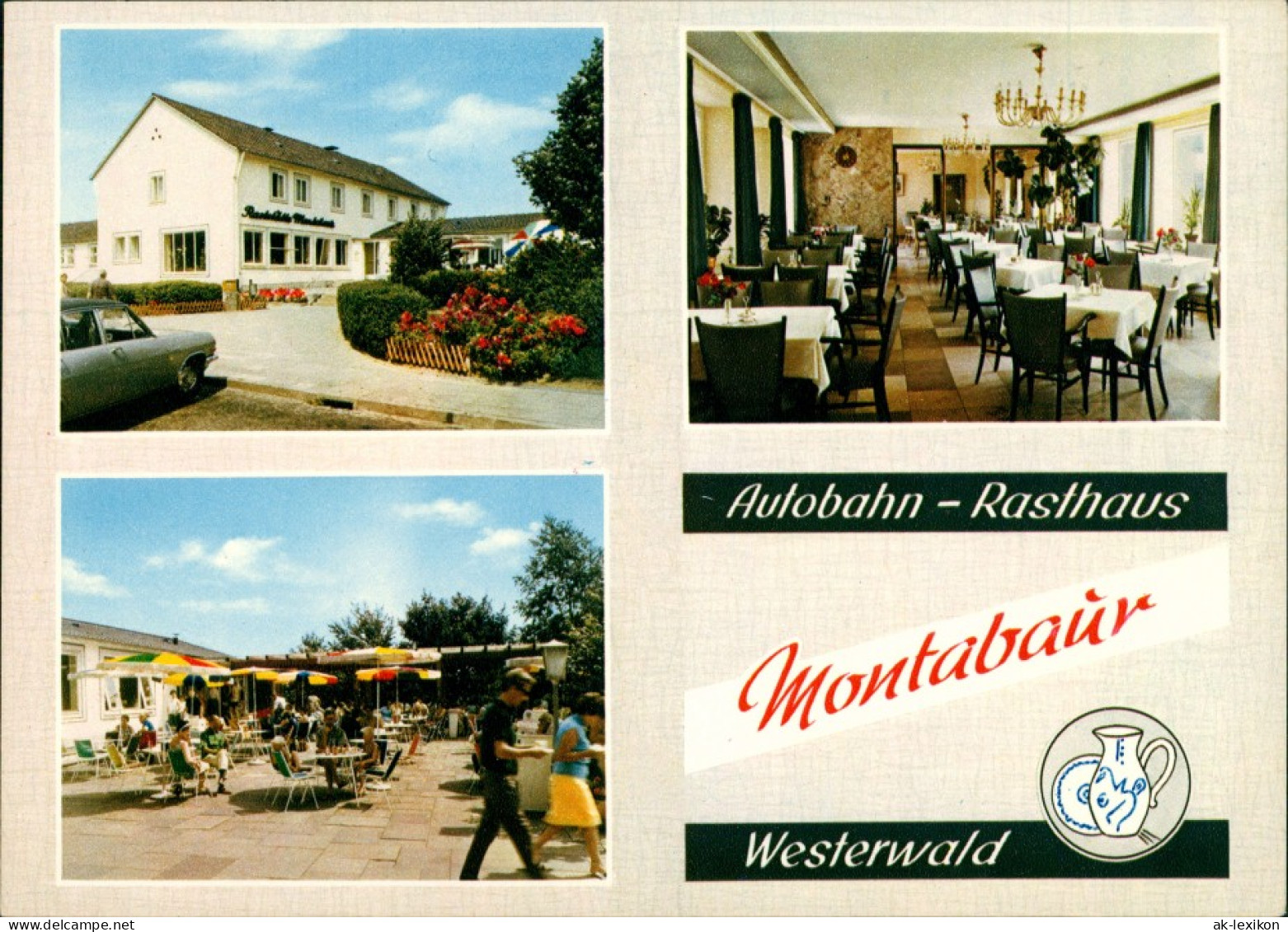 Montabaur Autobahn Raststätte Rasthaus Innen & Außenansicht 1965 - Montabaur