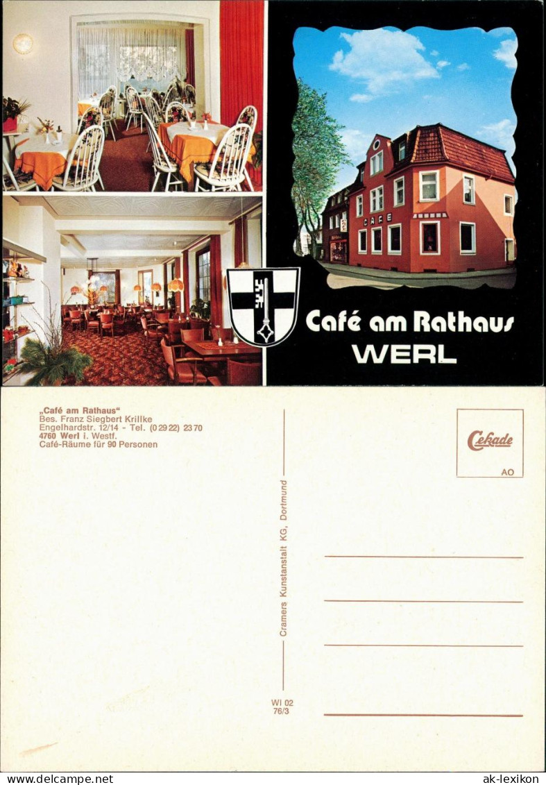 Werl (Westfalen) Café Am Rathaus Bes. Krillke Engelhardstr, Innen & Außen 1976 - Werl